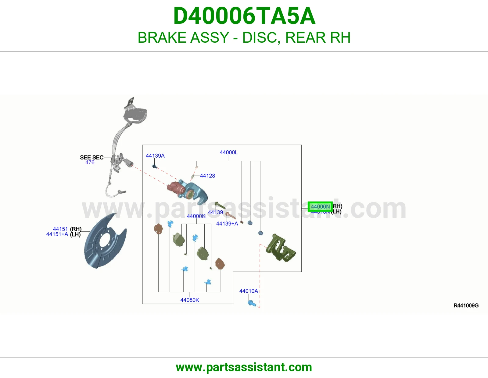 فرامل ديسك خلفي يمين كاملة D40006TA5A