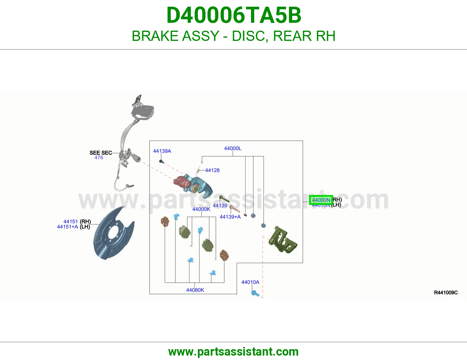 فرامل ديسك خلفي يمين كاملة D40006TA5B