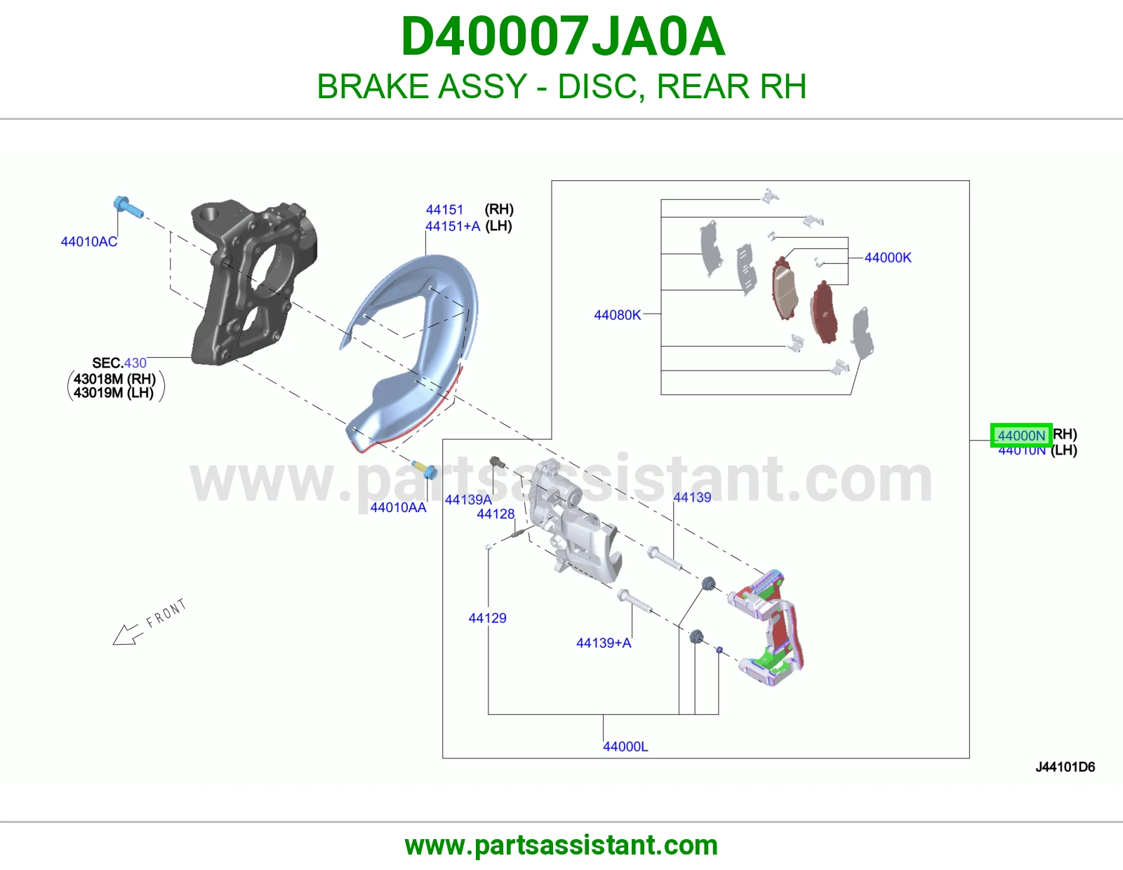 فرامل ديسك خلفي يمين كاملة D40007JA0A