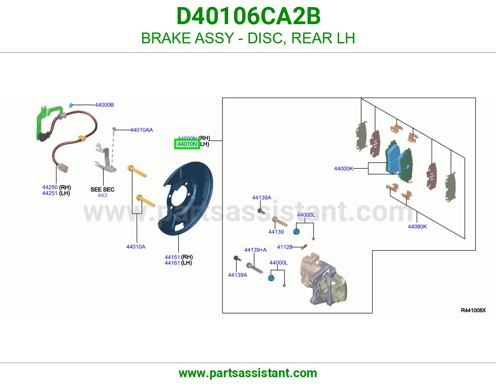 فرامل ديسك خلفي يسار كاملة D40106CA2B