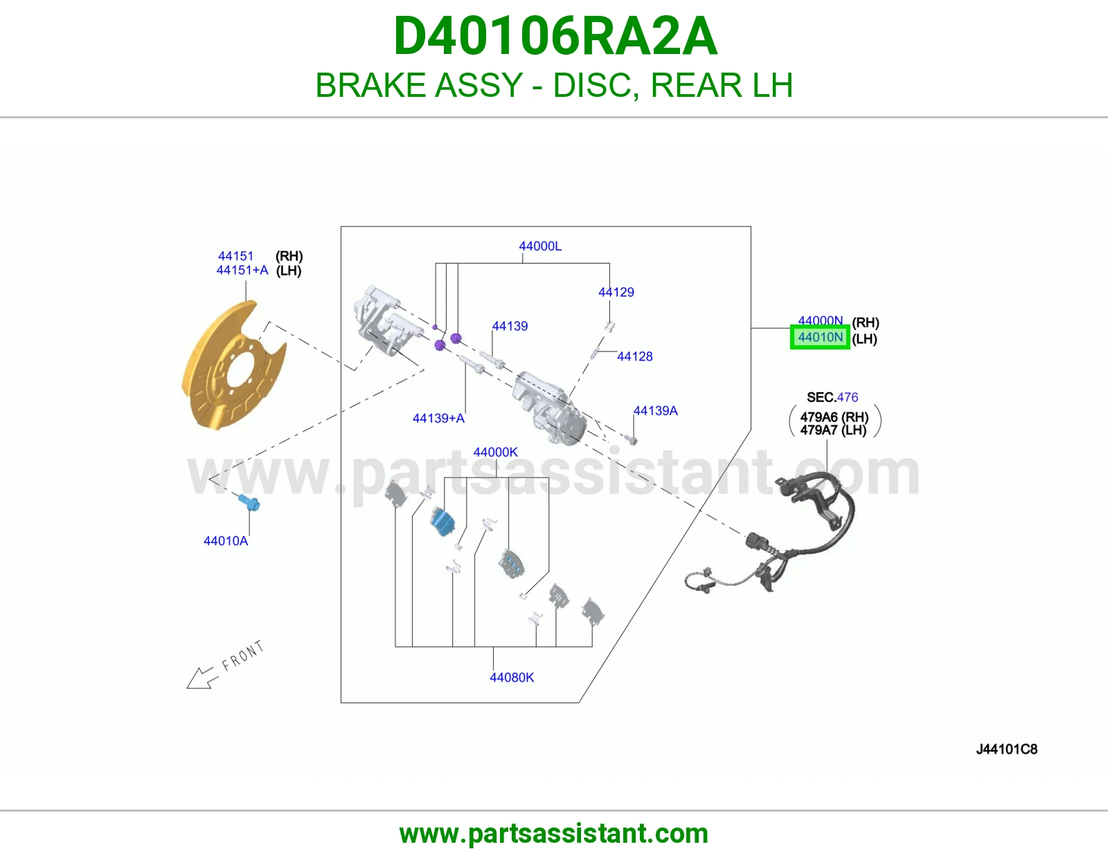 فرامل ديسك خلفي يسار كاملة D40106RA2A