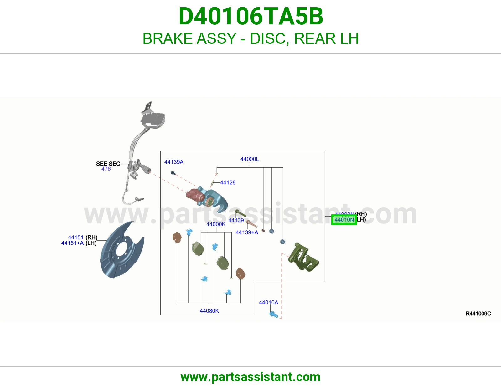 فرامل ديسك خلفي يسار كاملة D40106TA5B