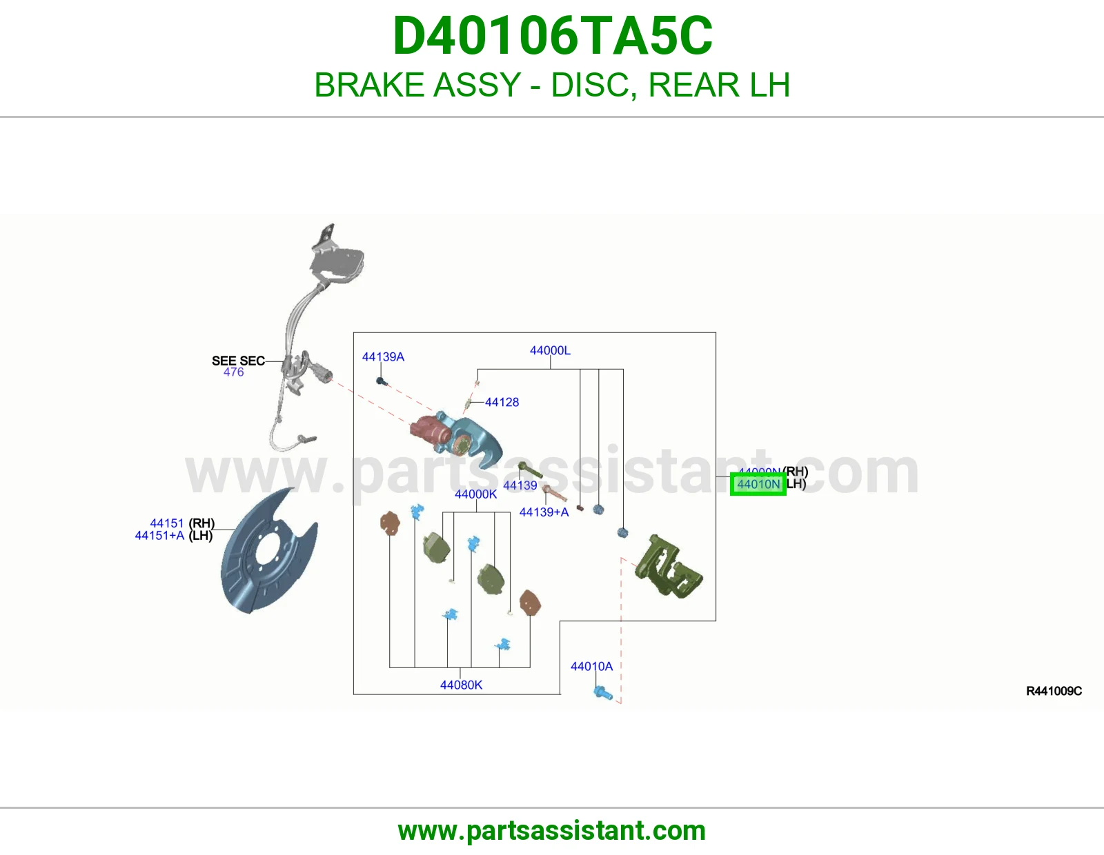 فرامل ديسك خلفي يسار كاملة D40106TA5C