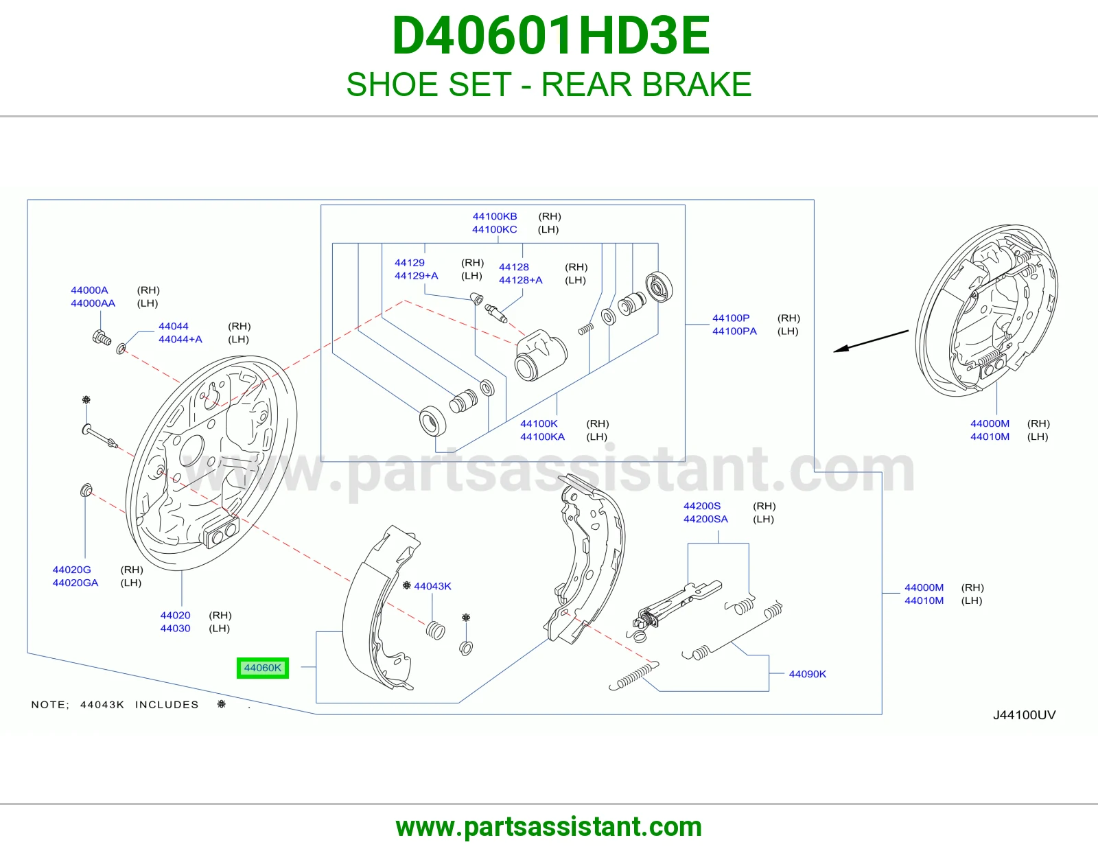 قماش فرامل خلفي D40601HD3E