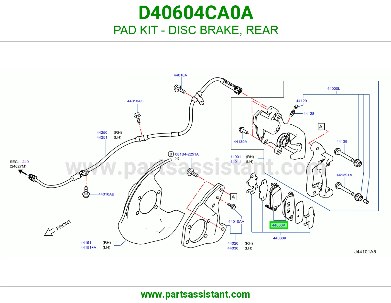 PAD KIT - DISC BRAKE, REAR D40604CA0A