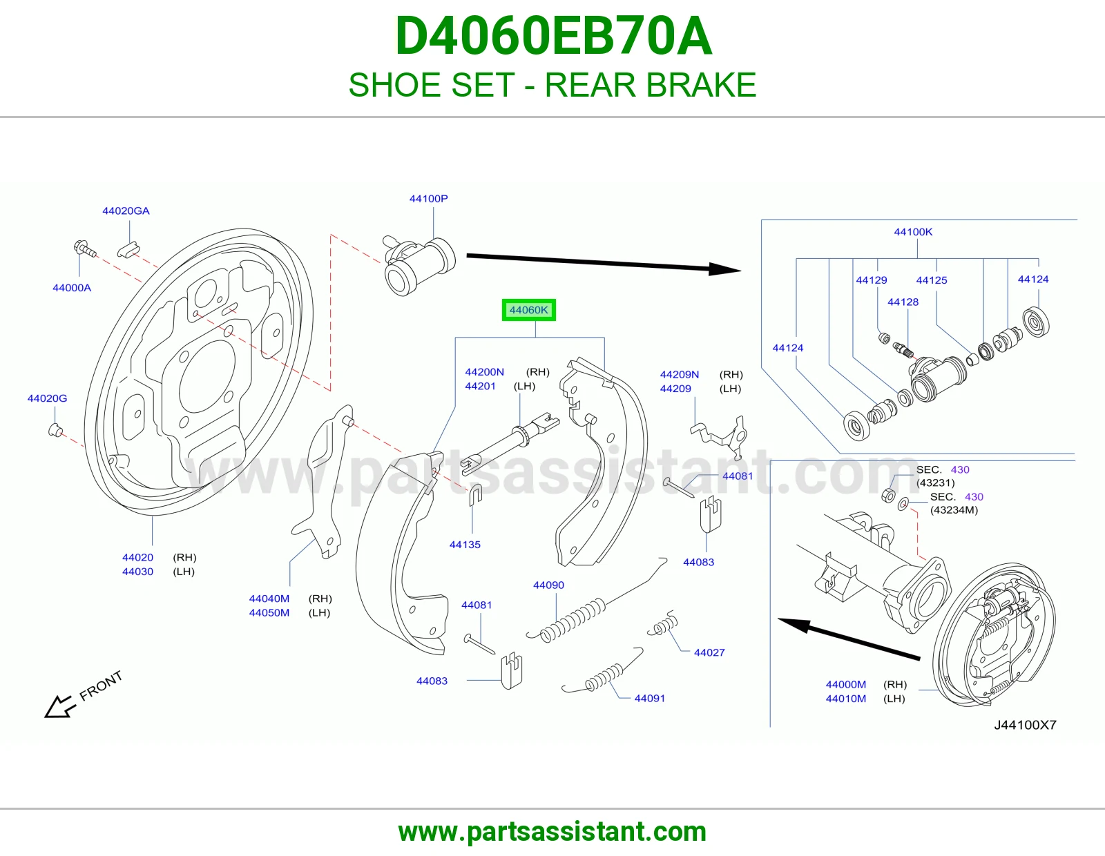 قماش فرامل خلفي D4060EB70A