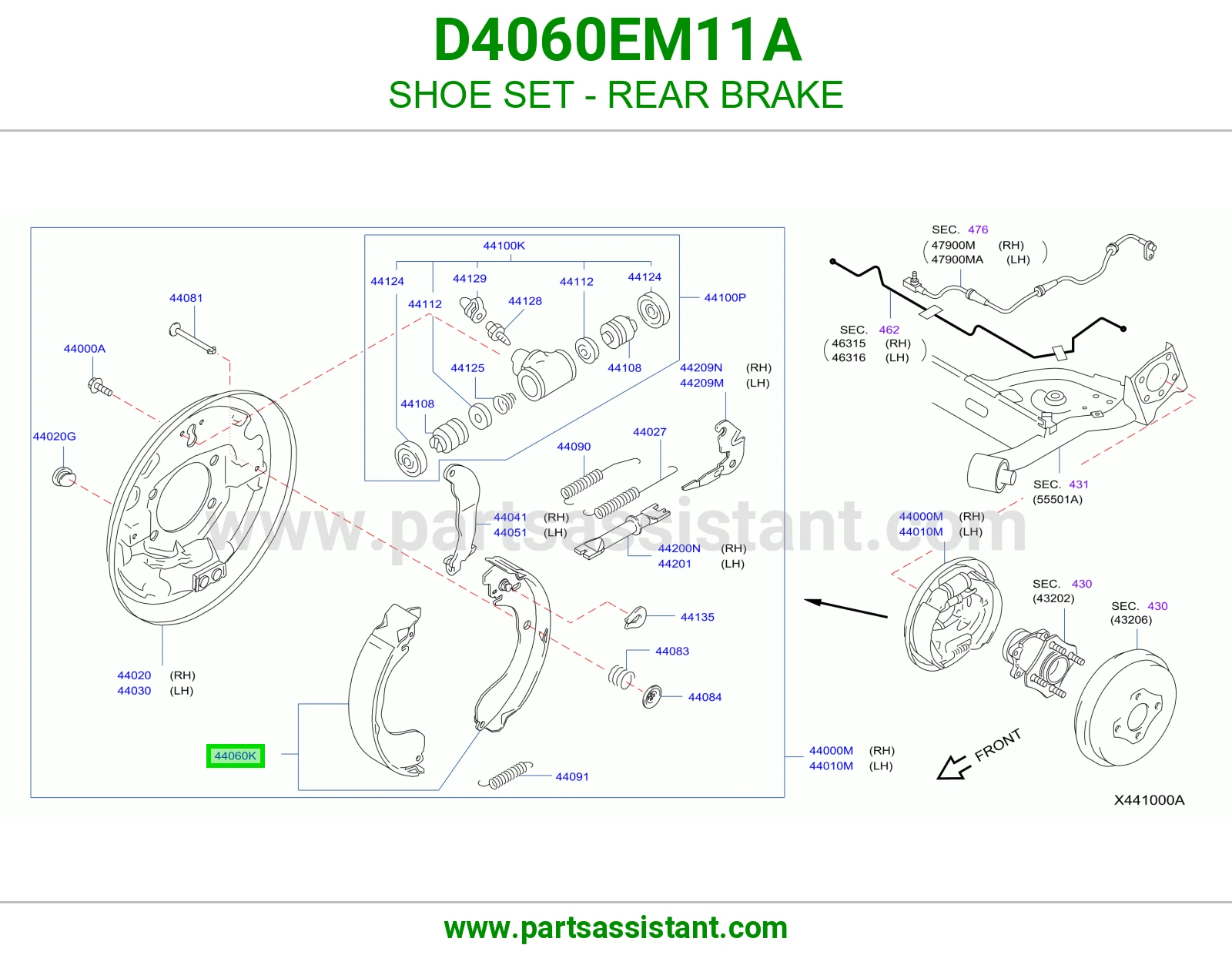 قماش فرامل خلفي D4060EM11A