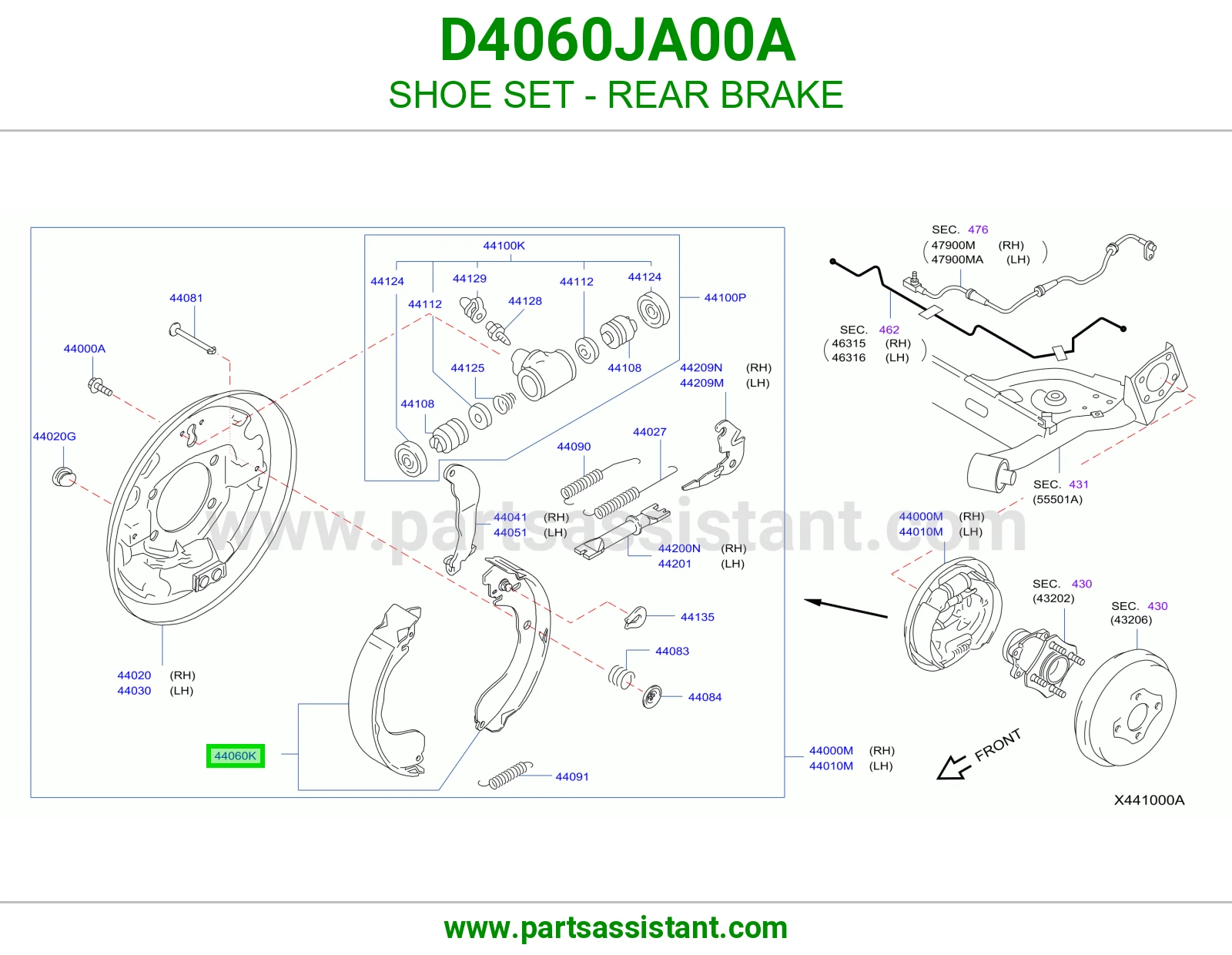 قماش فرامل خلفي D4060JA00A