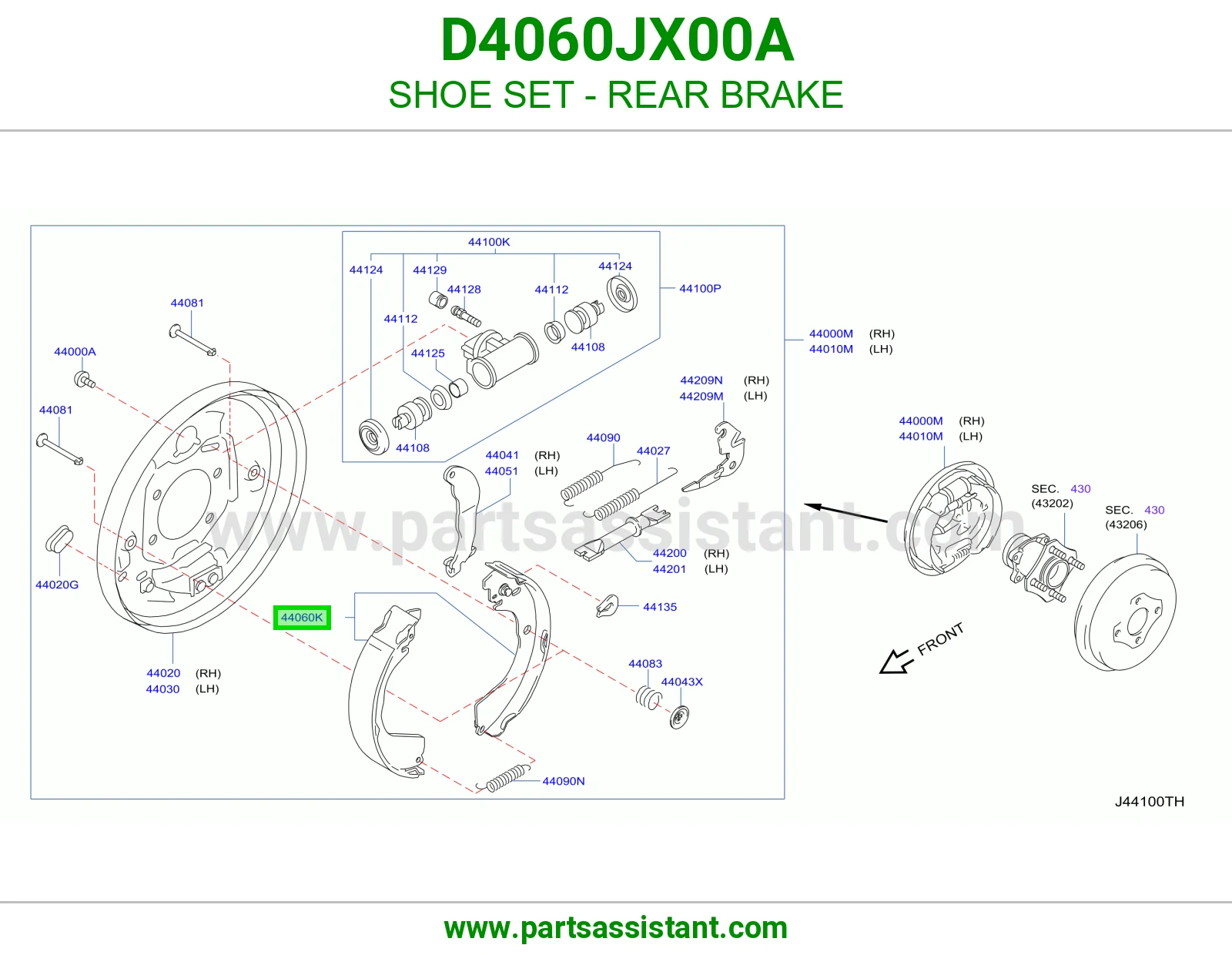 قماش فرامل خلفي D4060JX00A