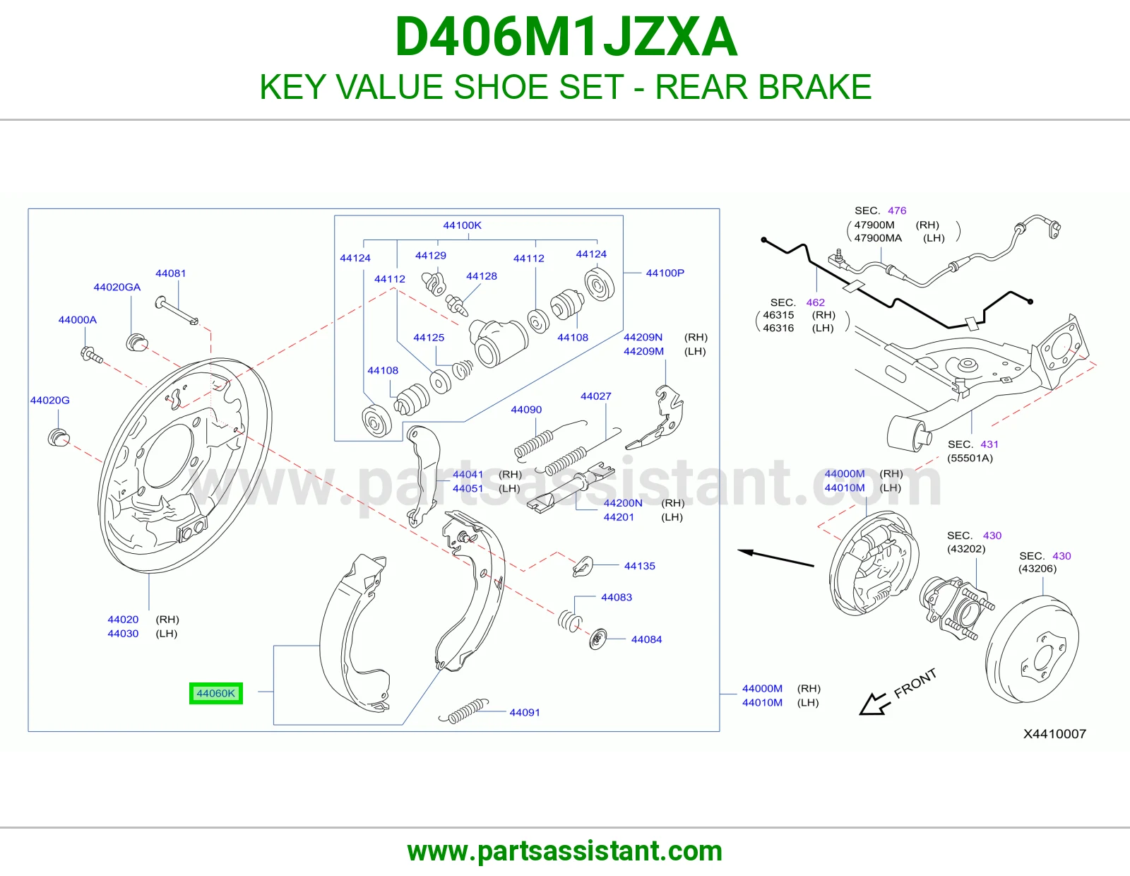 فحمات فرامل خلفي D406M1JZXA