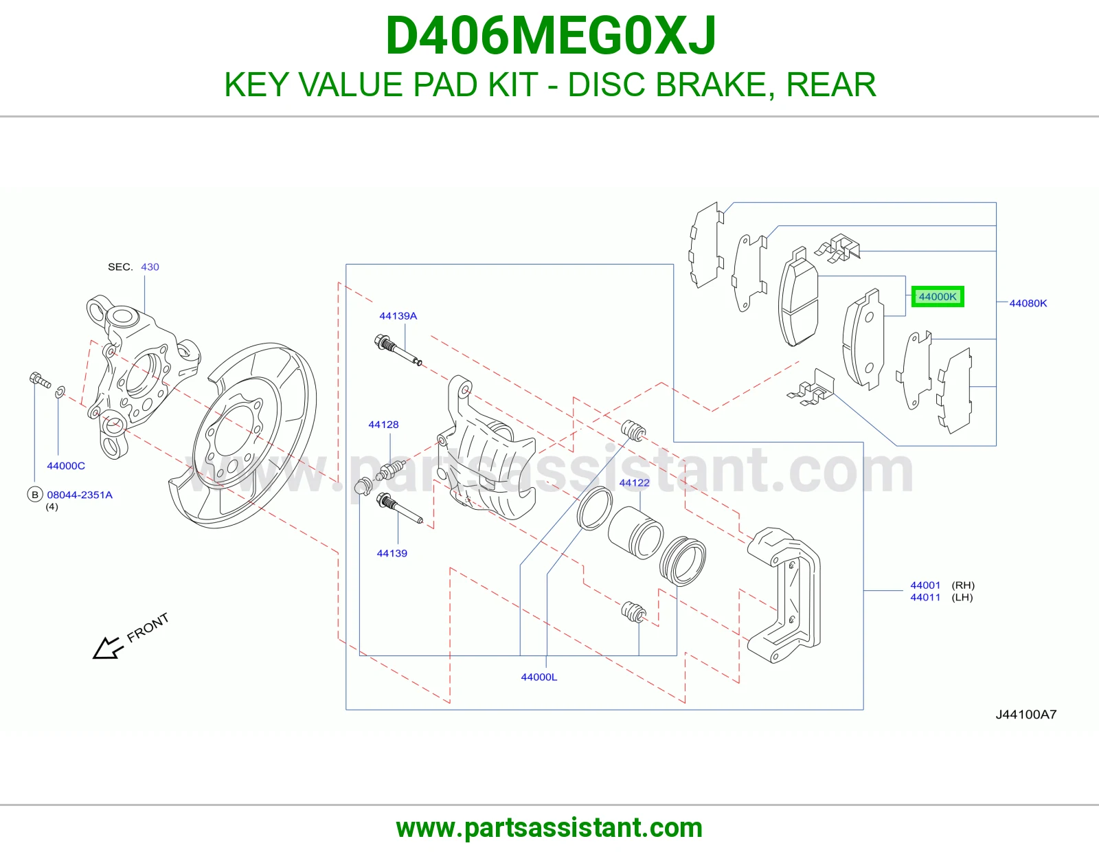 فحمات فرامل خلفي D406MEG0XJ