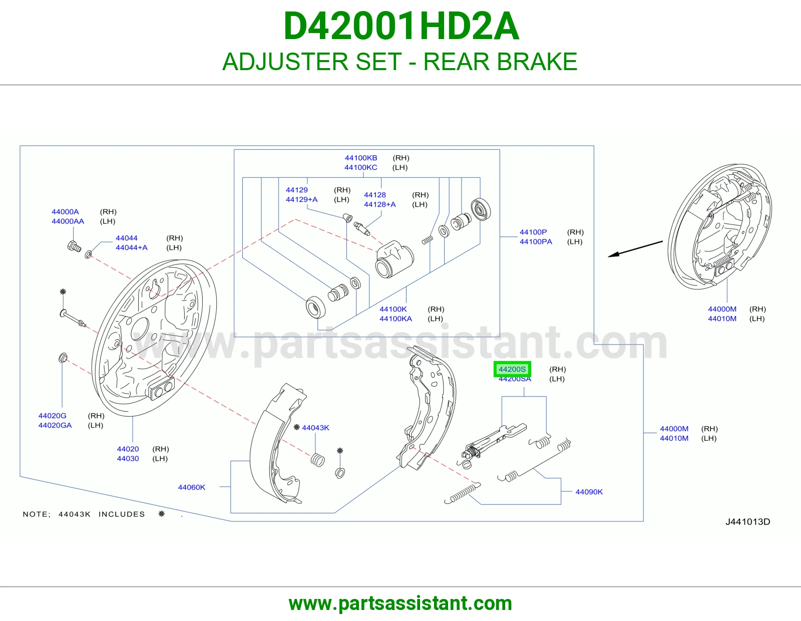 طقم ضبط فرامل خلفي D42001HD2A