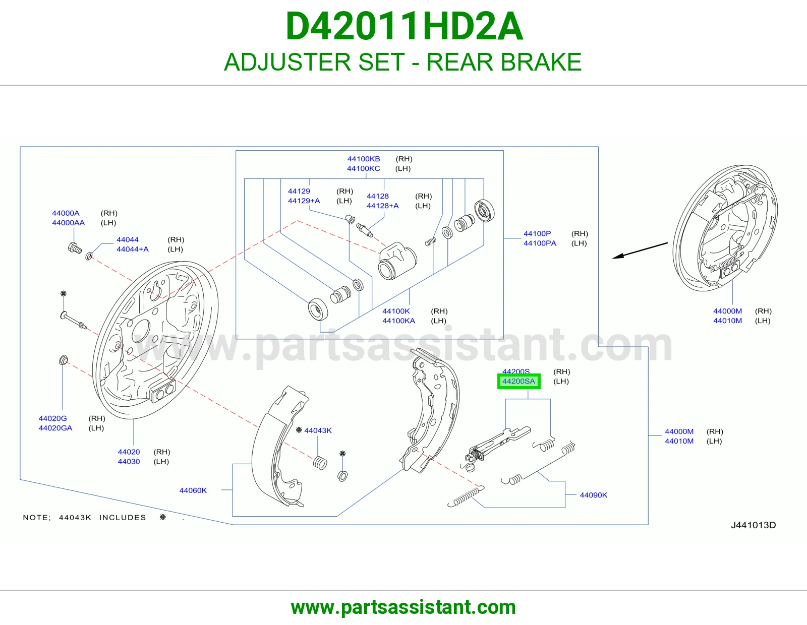 طقم ضبط فرامل خلفي D42011HD2A