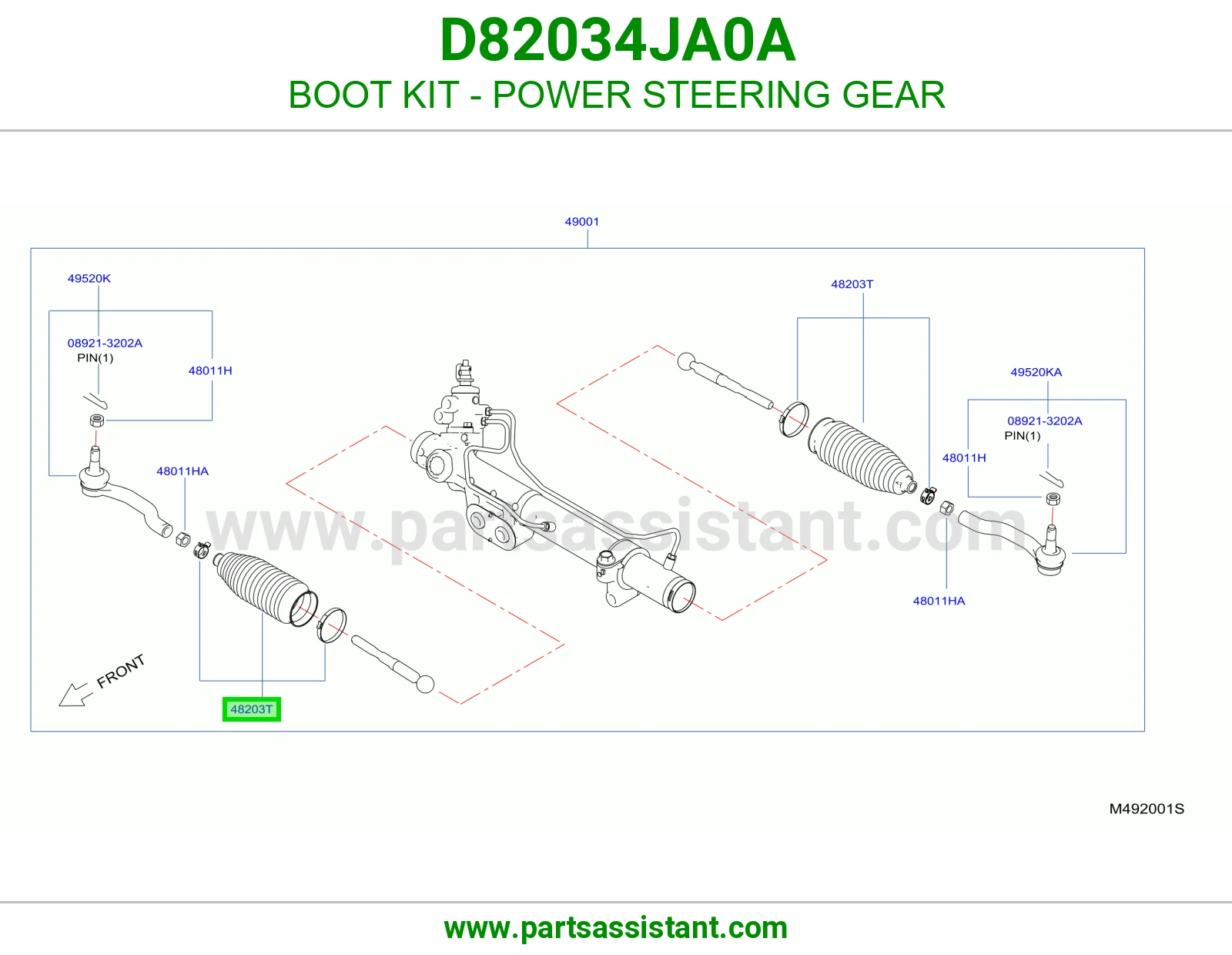 BOOT KIT - POWER STEERING GEAR D82034JA0A