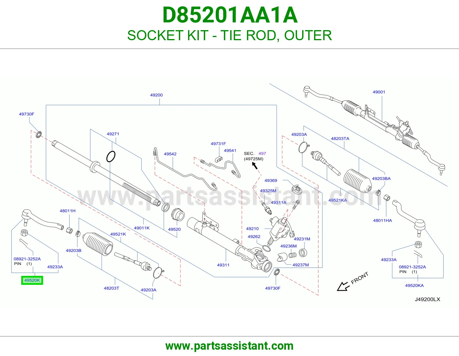راس ذراع دركسون خارجي D85201AA1A