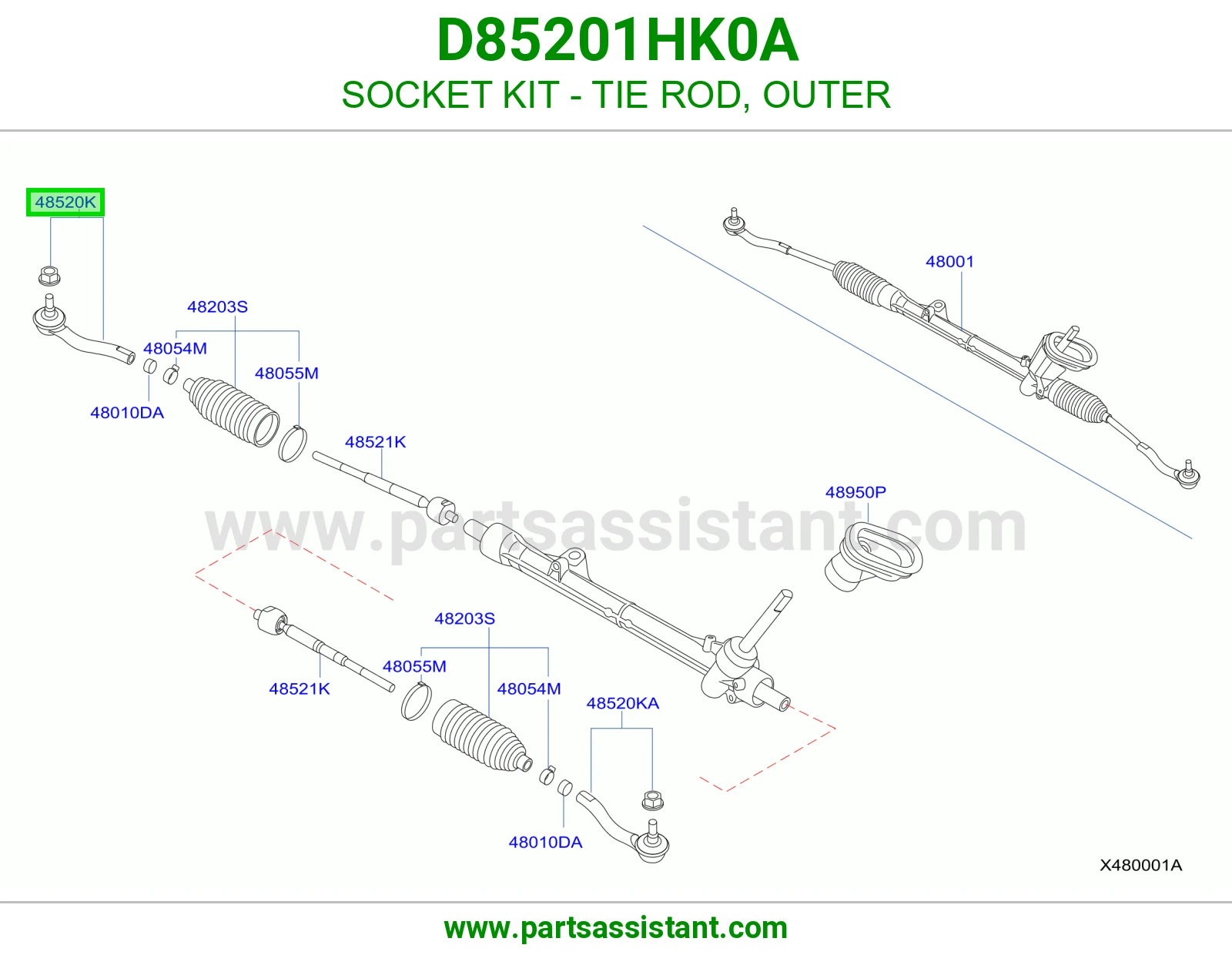 راس ذراع دركسون خارجي D85201HK0A