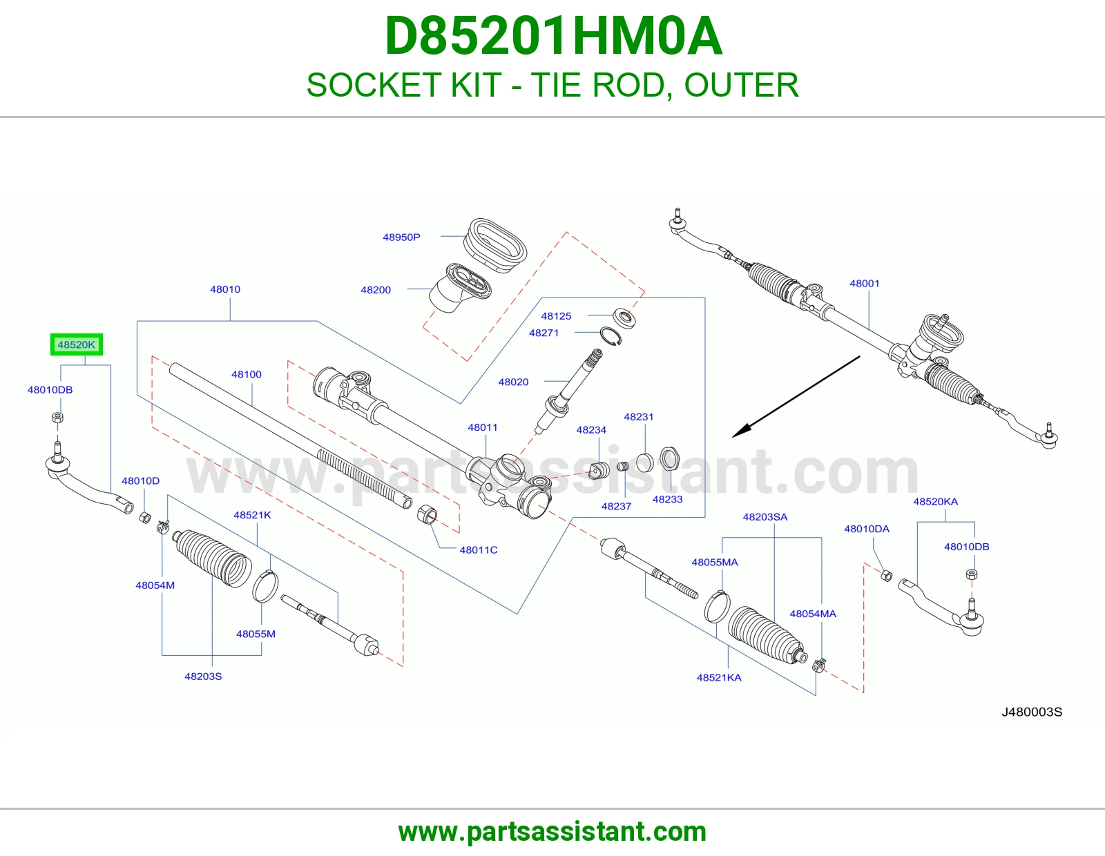 راس ذراع دركسون خارجي D85201HM0A