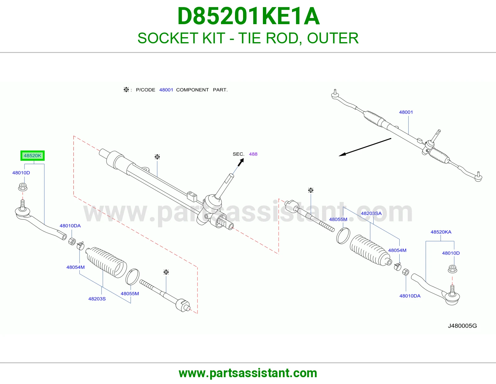 راس ذراع دركسون خارجي D85201KE1A