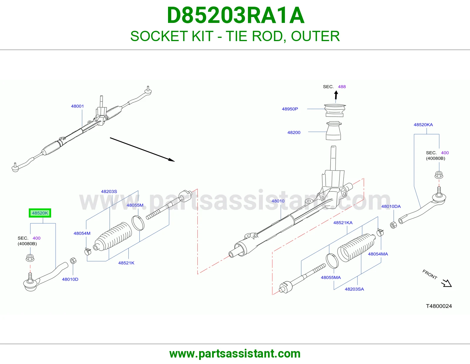 راس ذراع دركسون خارجي D85203RA1A