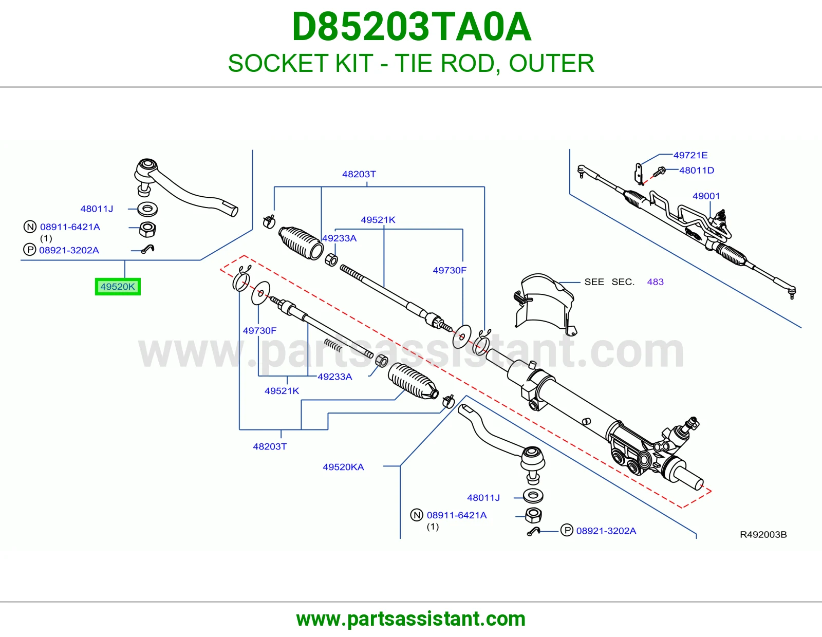 راس ذراع دركسون خارجي D85203TA0A