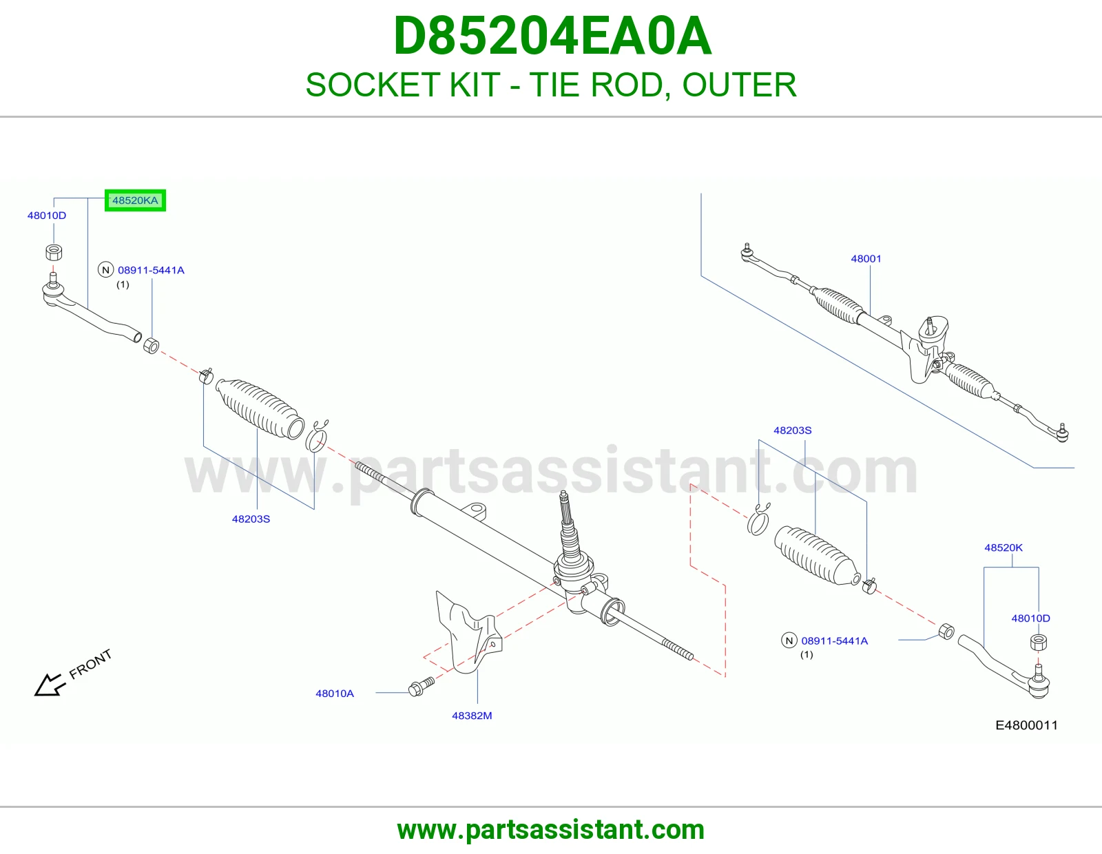 راس ذراع دركسون خارجي يسار D85204EA0A