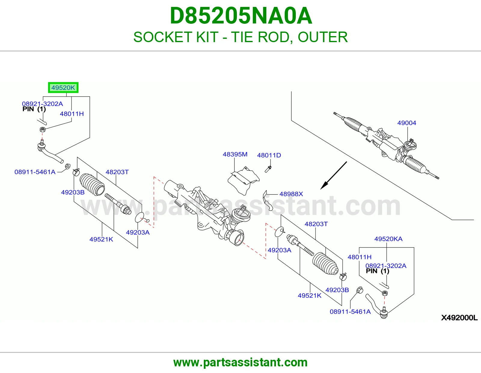 راس ذراع دركسون خارجي D85205NA0A