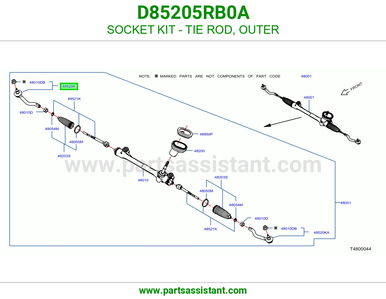 راس ذراع دركسون خارجي D85205RB0A