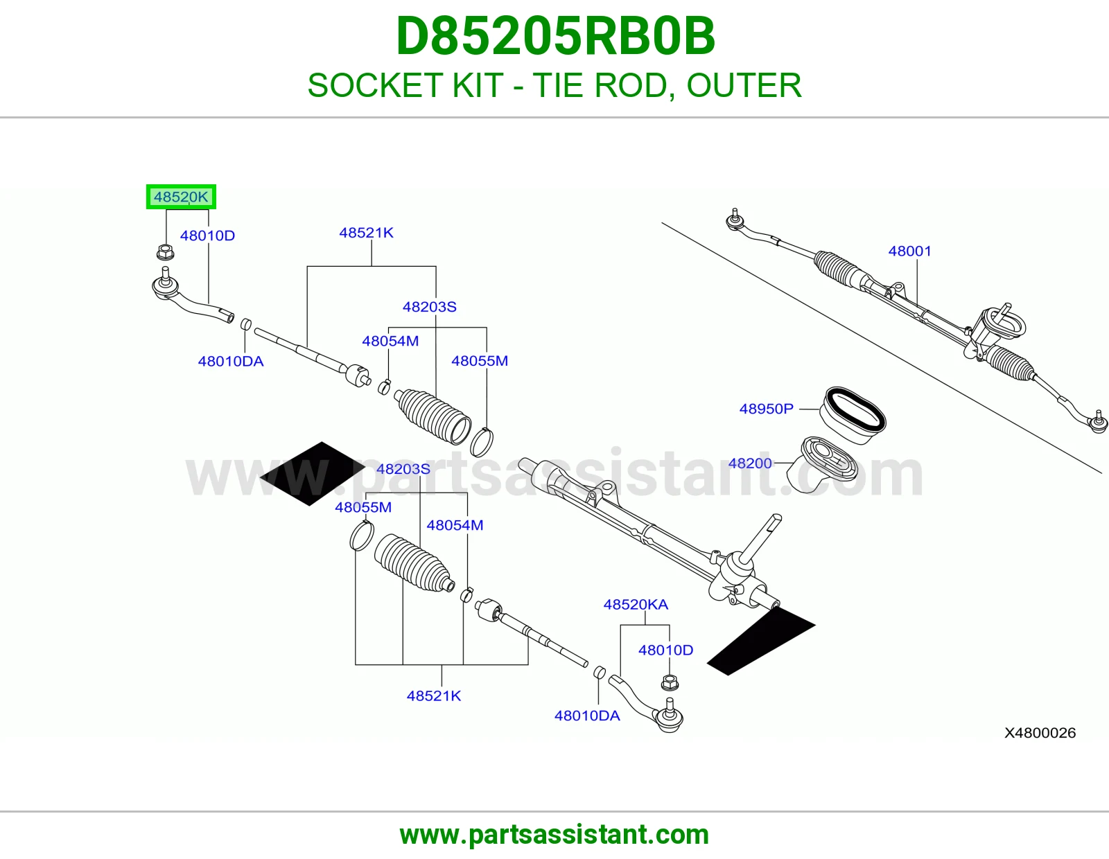 راس ذراع دركسون خارجي D85205RB0B