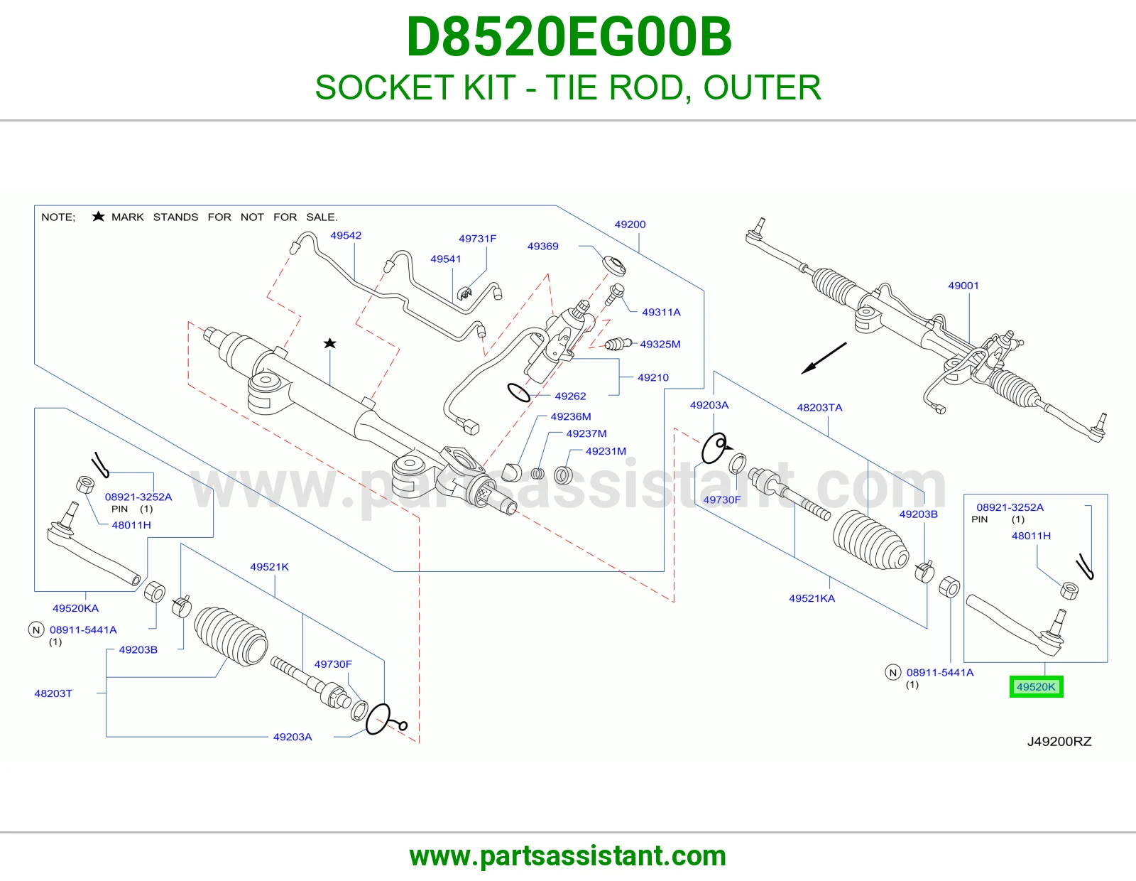 راس ذراع دركسون خارجي D8520EG00B