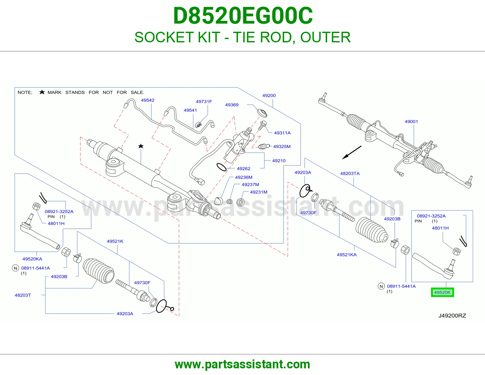 راس ذراع دركسون خارجي D8520EG00C