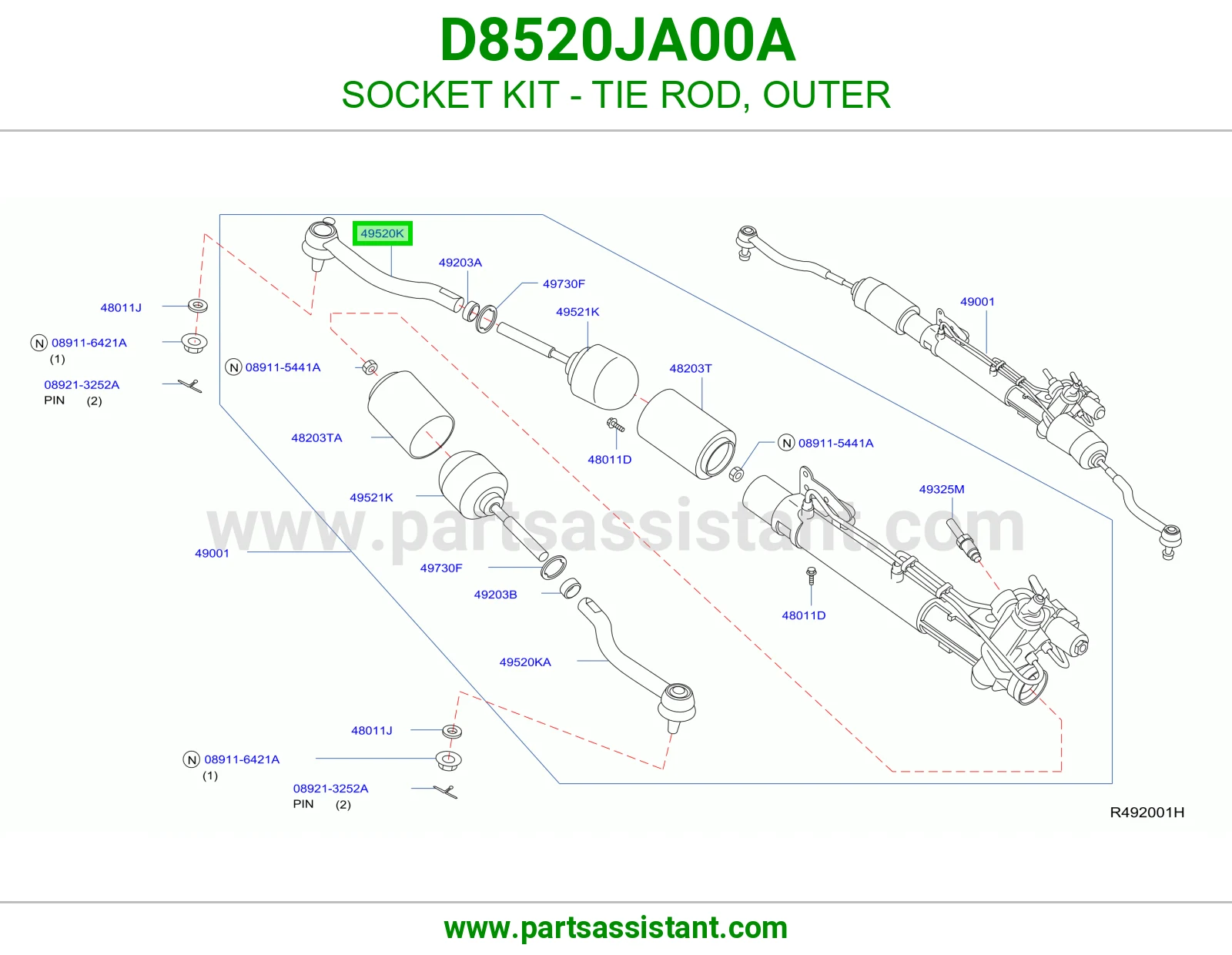راس ذراع دركسون خارجي D8520JA00A