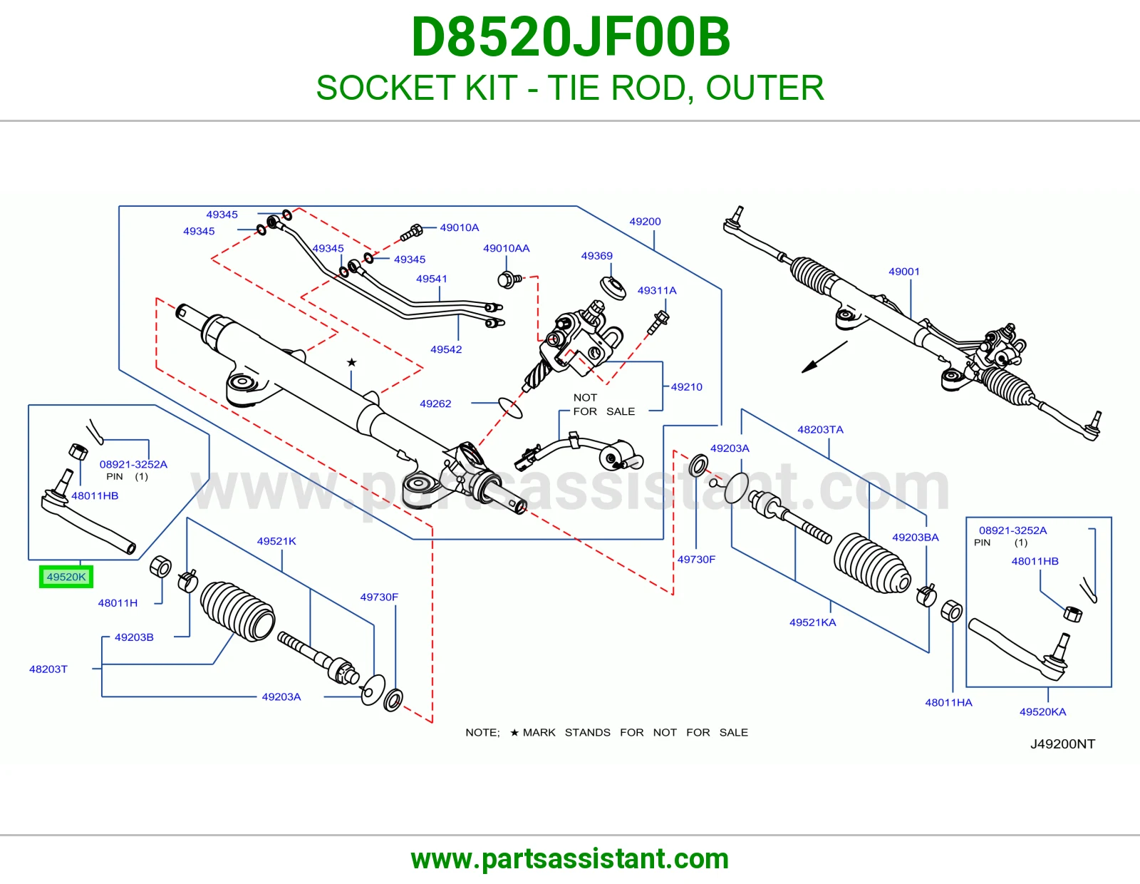 راس ذراع دركسون خارجي D8520JF00B