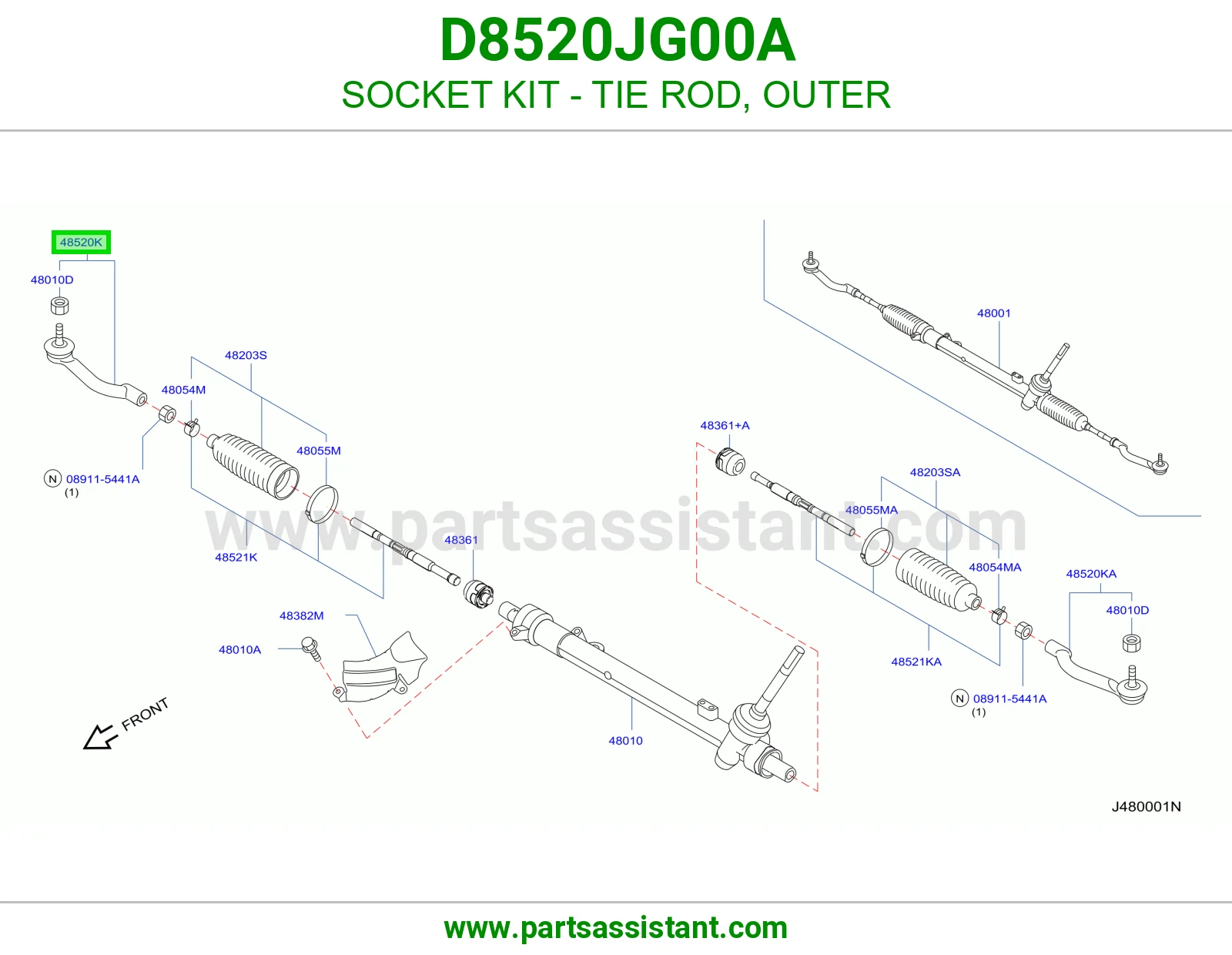 راس ذراع دركسون خارجي D8520JG00A