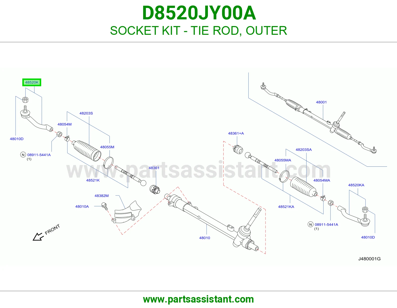 راس ذراع دركسون خارجي يسار D8520JY00A