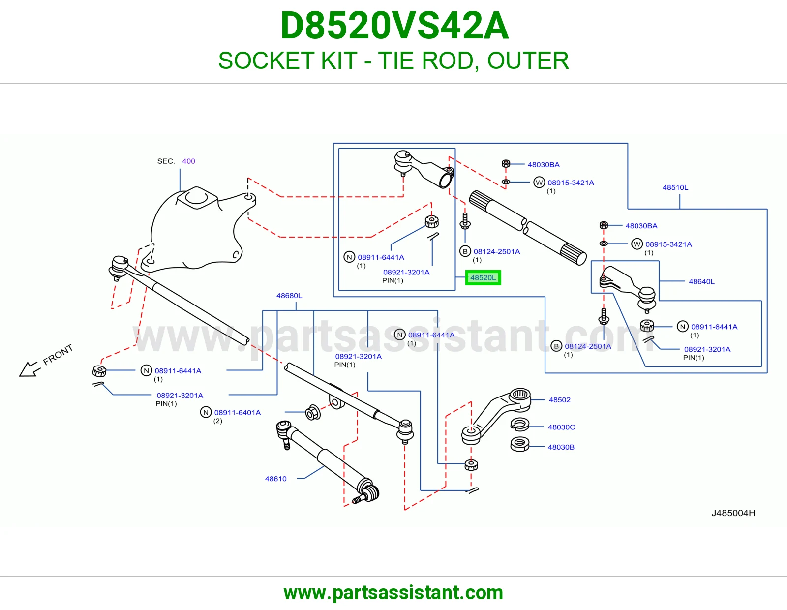 راس ذراع دركسون خارجي يسار D8520VS42A