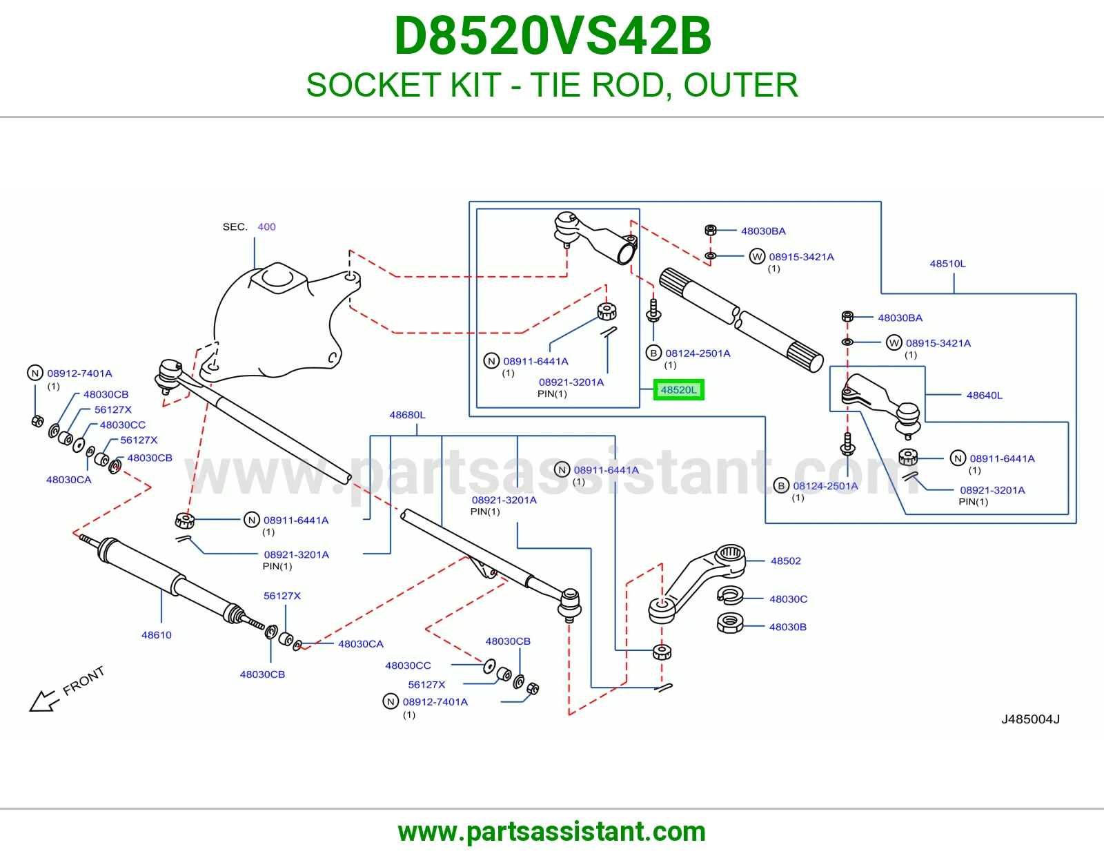 راس ذراع دركسون خارجي يسار D8520VS42B