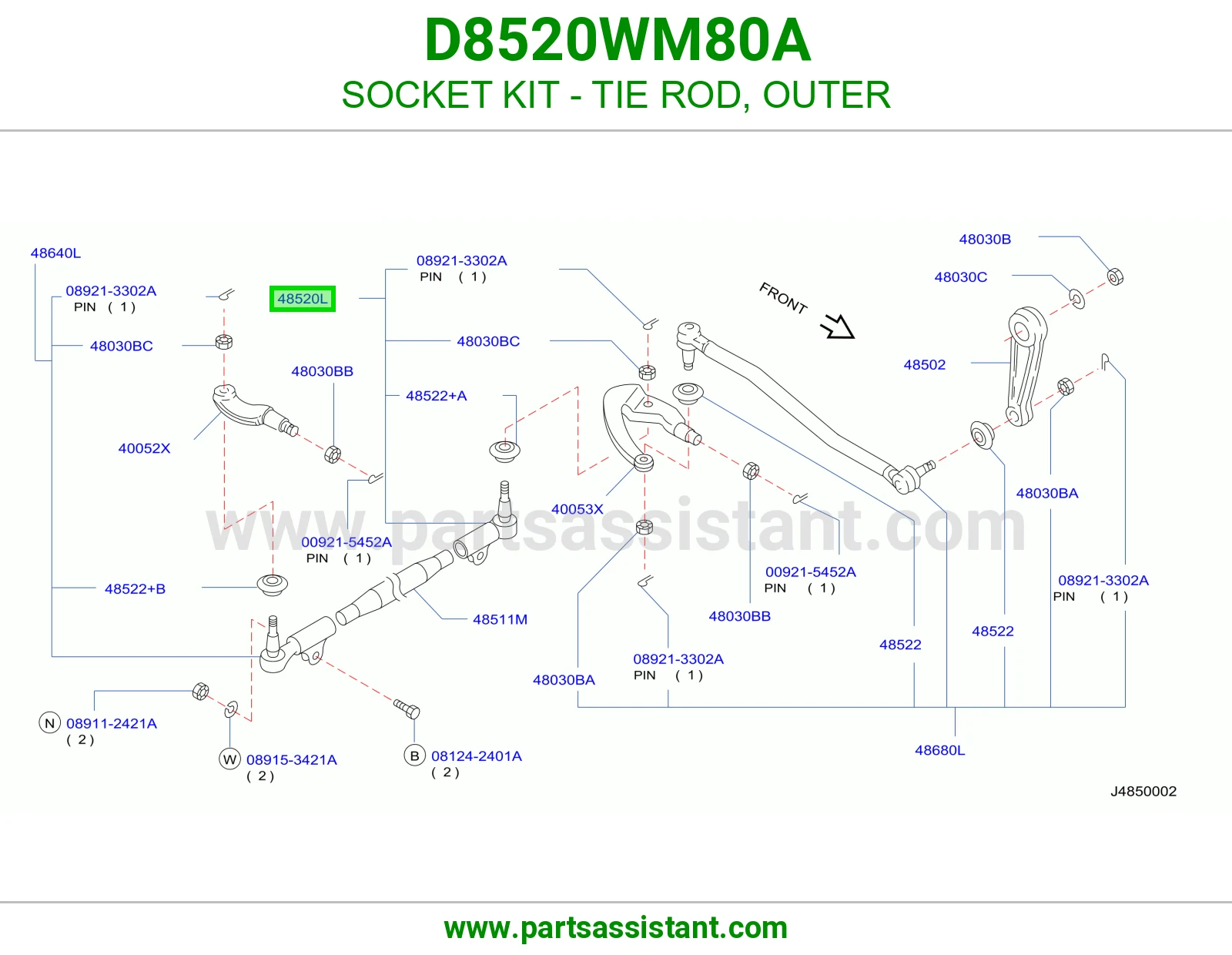 راس ذراع دركسون خارجي يسار D8520WM80A