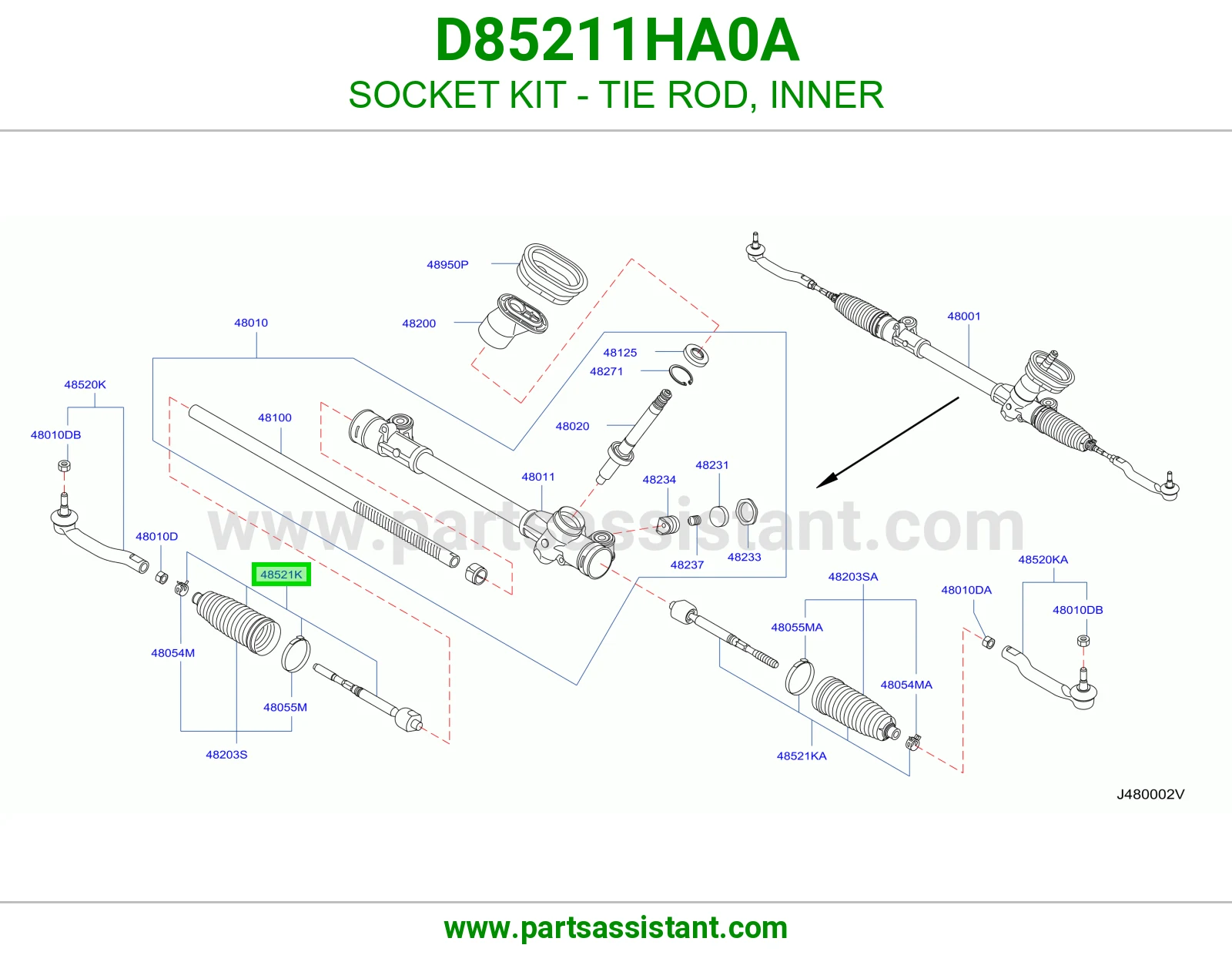 راس ذراع دركسون داخلي D85211HA0A