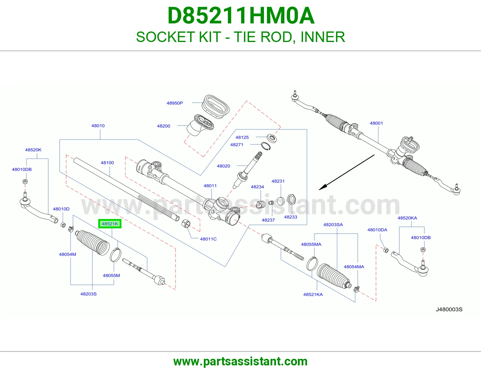 راس ذراع دركسون داخلي D85211HM0A