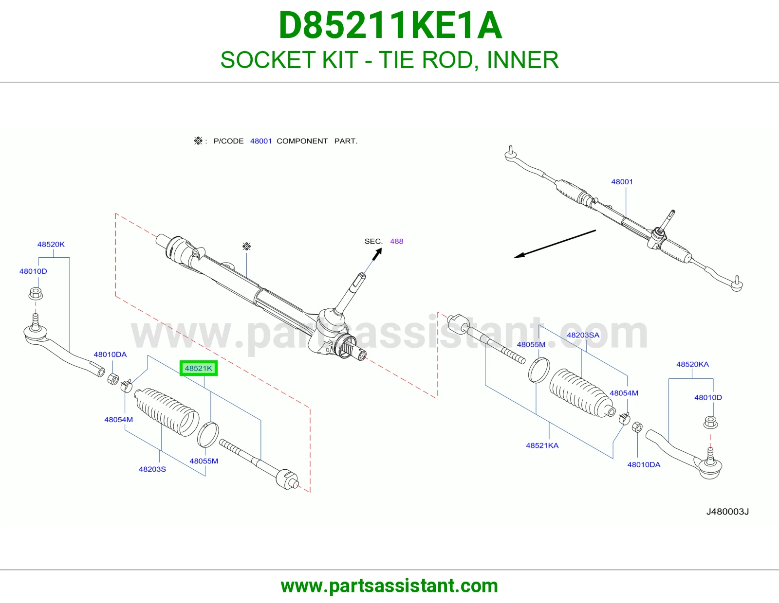 راس ذراع دركسون داخلي D85211KE1A