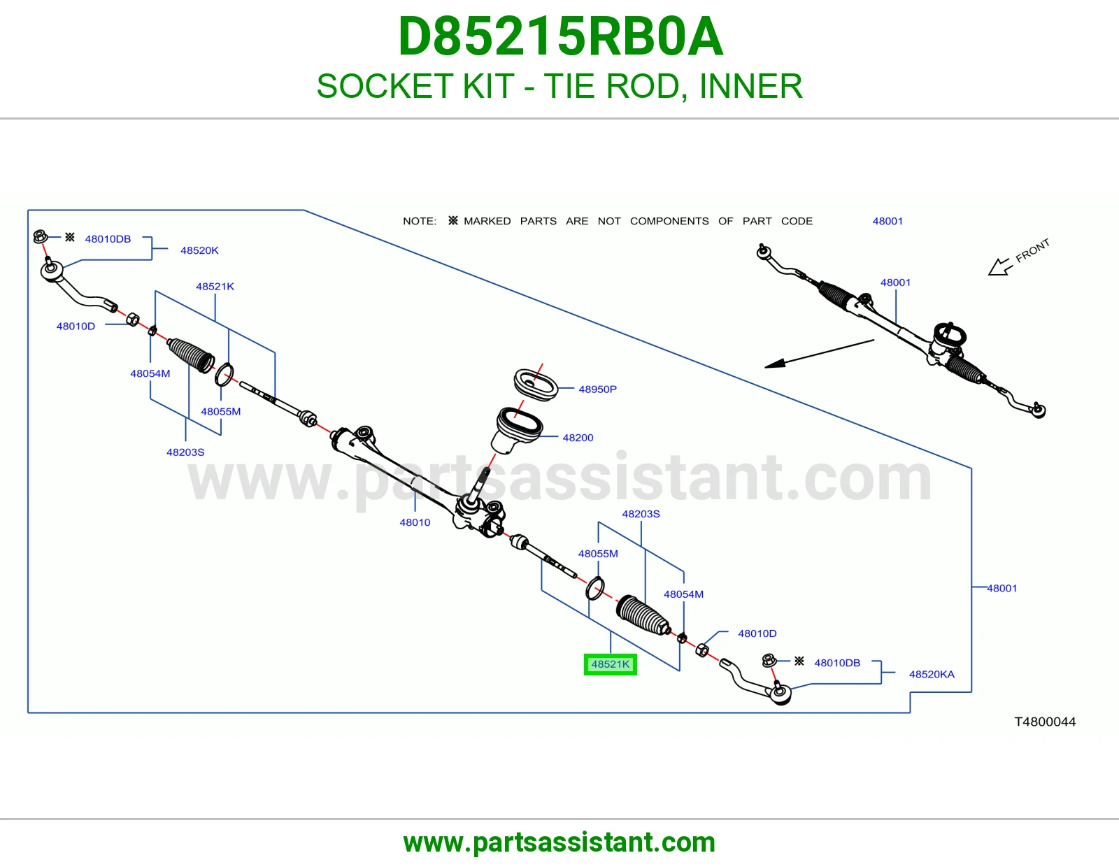راس ذراع دركسون داخلي D85215RB0A