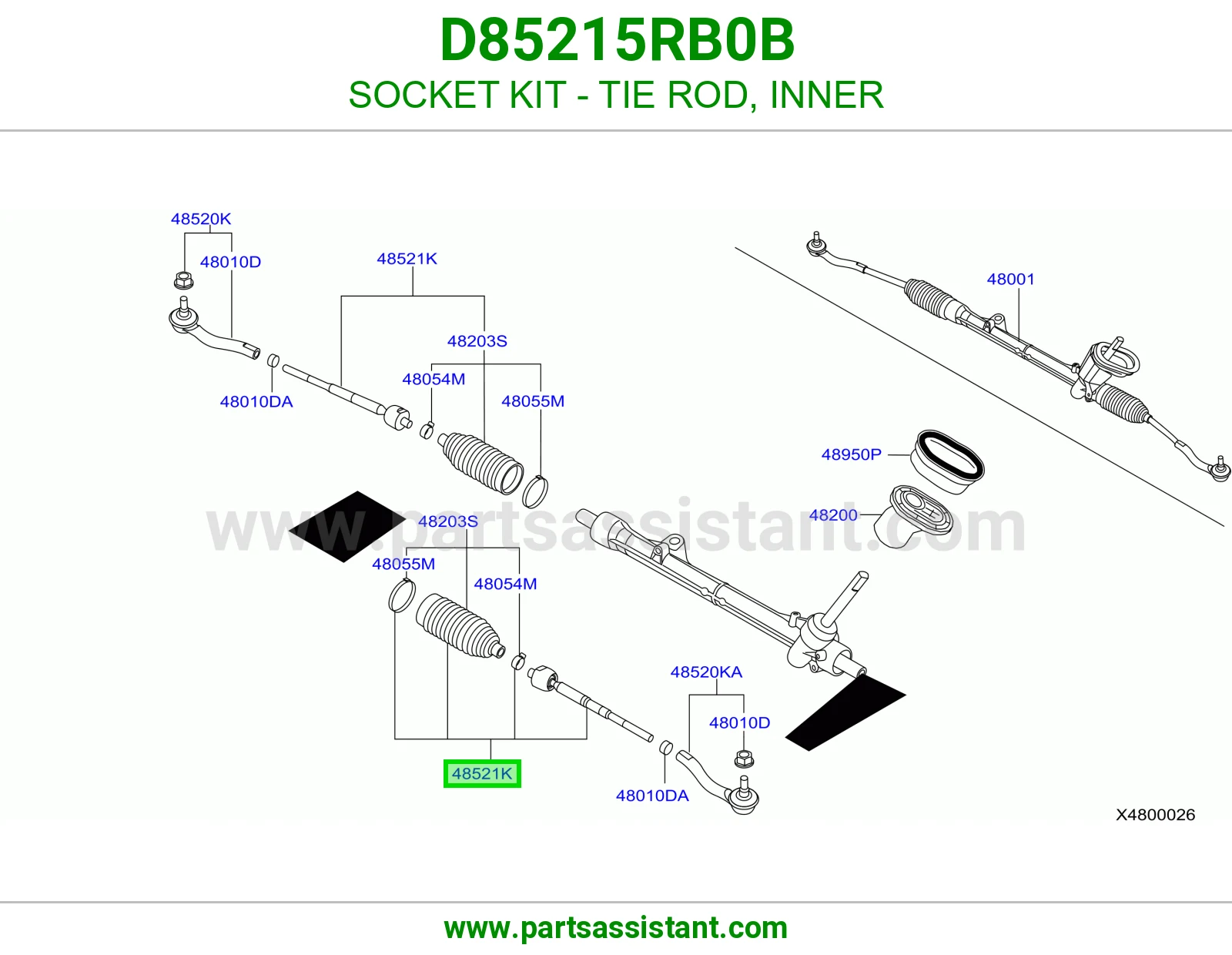 راس ذراع دركسون داخلي D85215RB0B