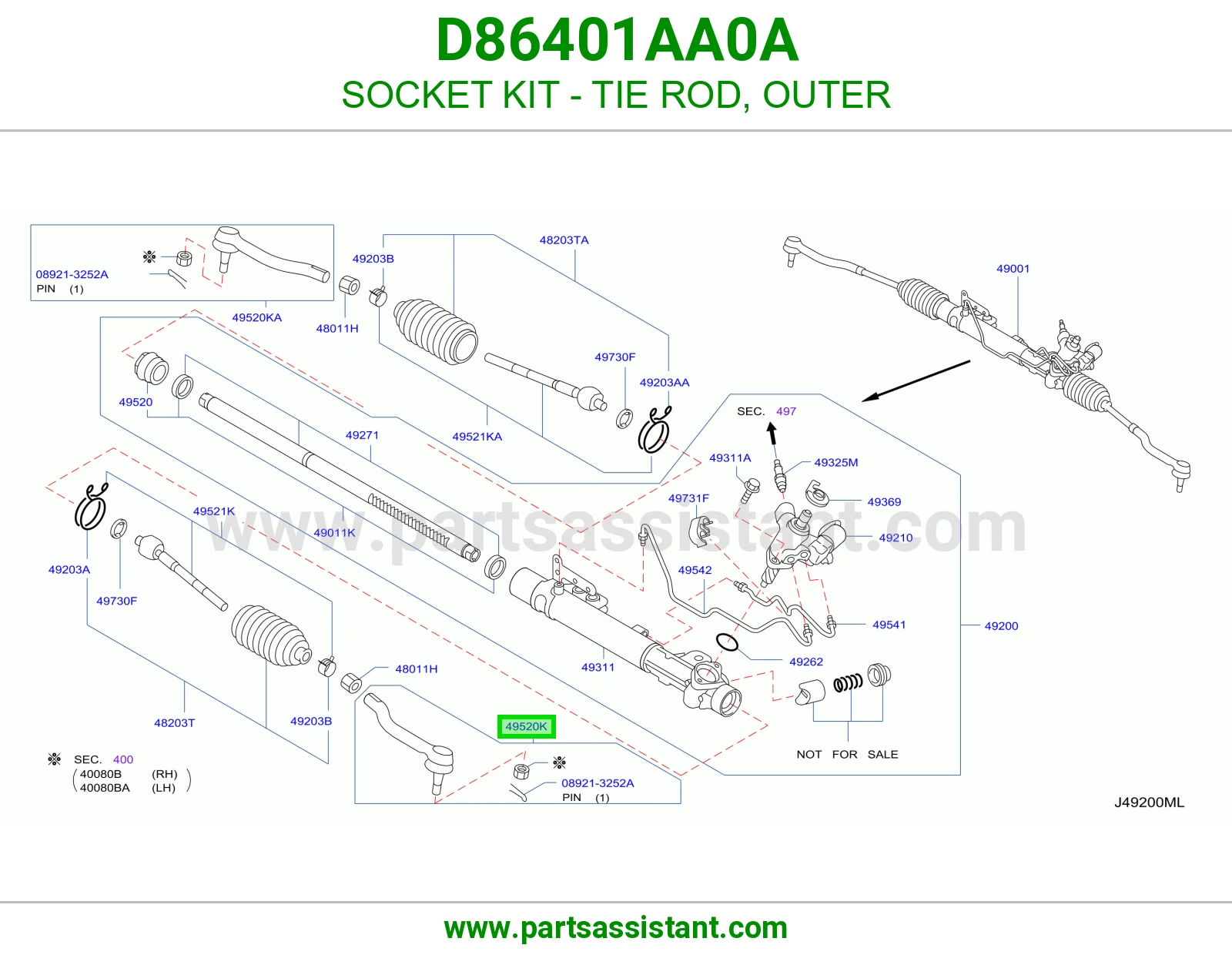 راس ذراع دركسون خارجي D86401AA0A