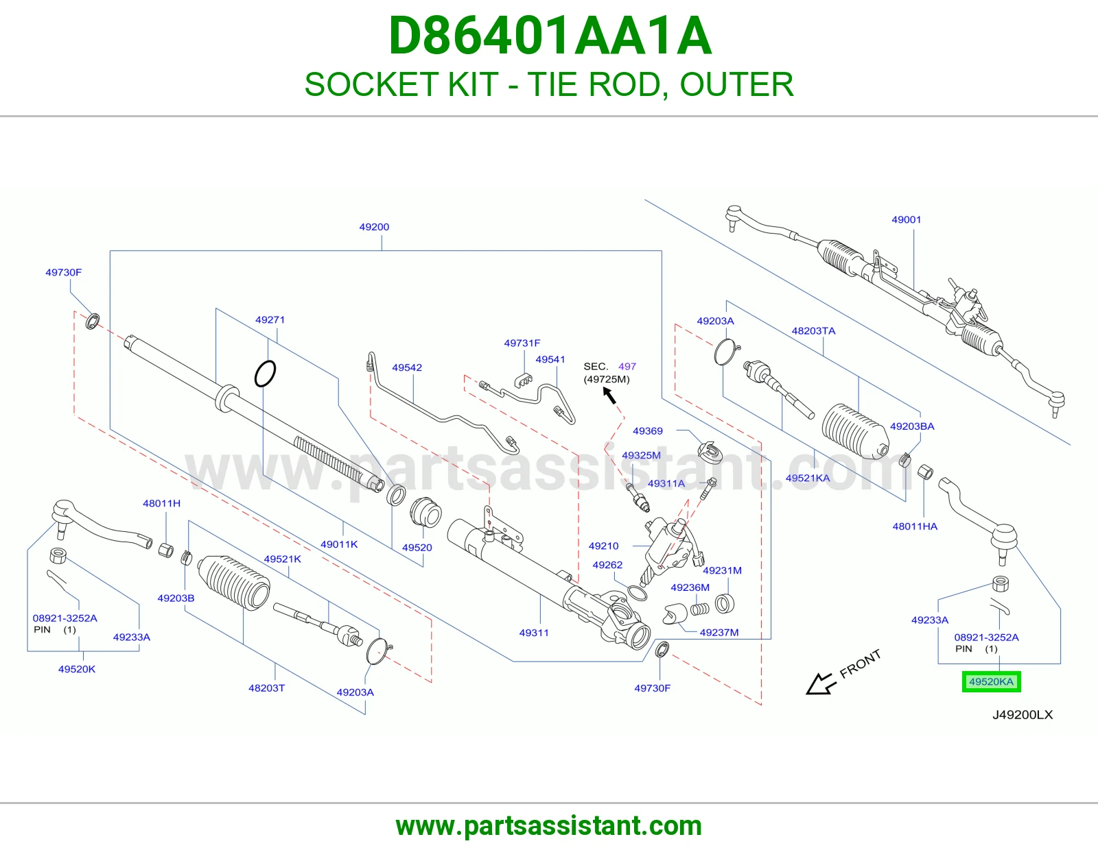 SOCKET KIT - TIE ROD, OUTER D86401AA1A