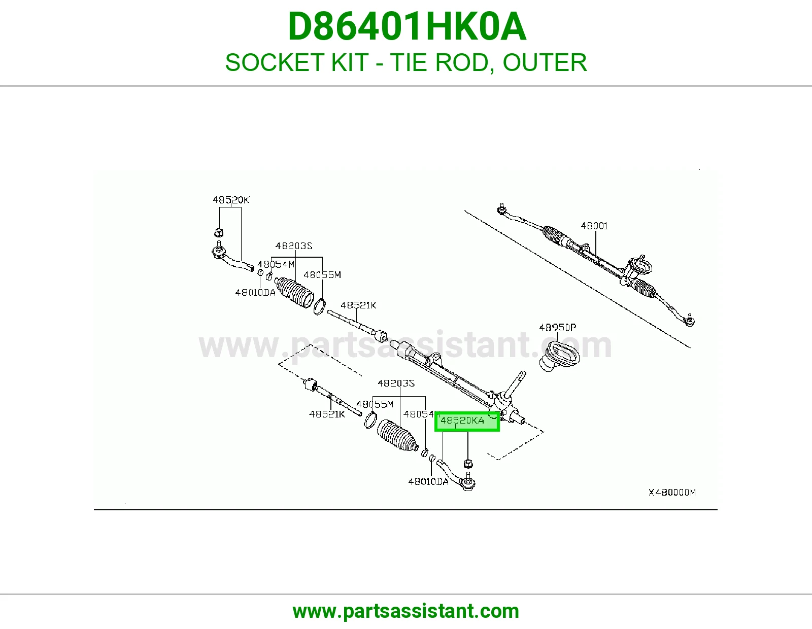 راس ذراع دركسون خارجي يسار D86401HK0A