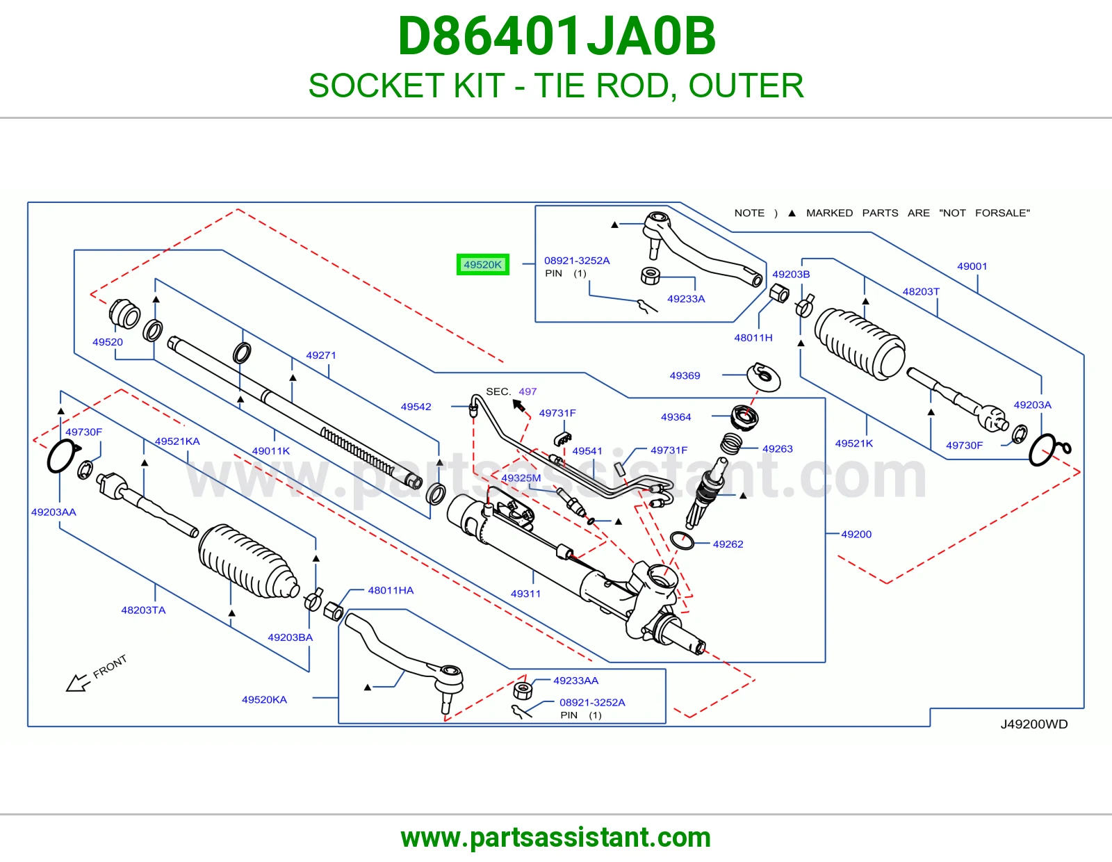 راس ذراع دركسون خارجي D86401JA0B
