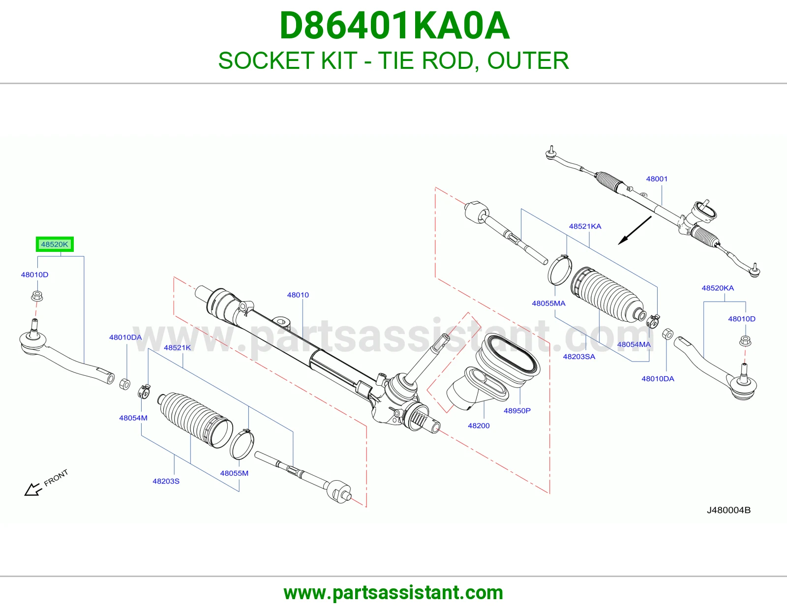 راس ذراع دركسون خارجي يسار D86401KA0A