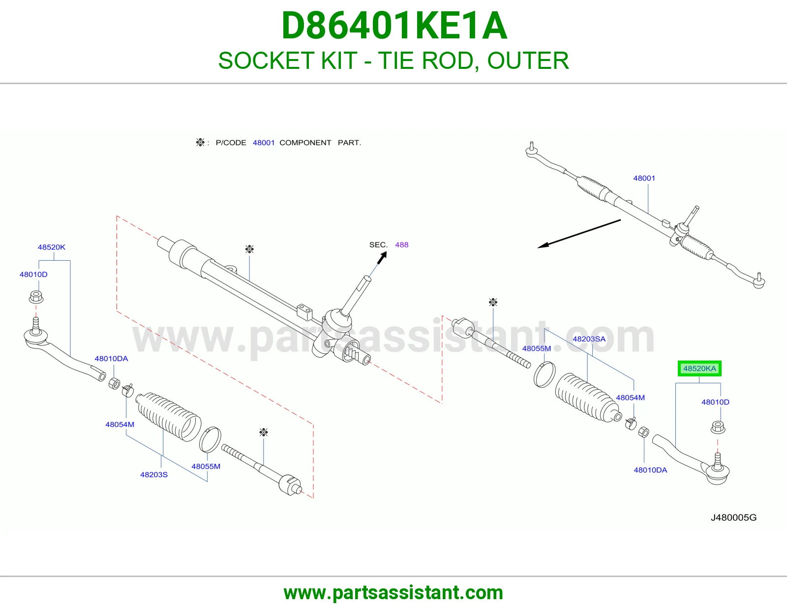 راس ذراع دركسون خارجي يسار D86401KE1A