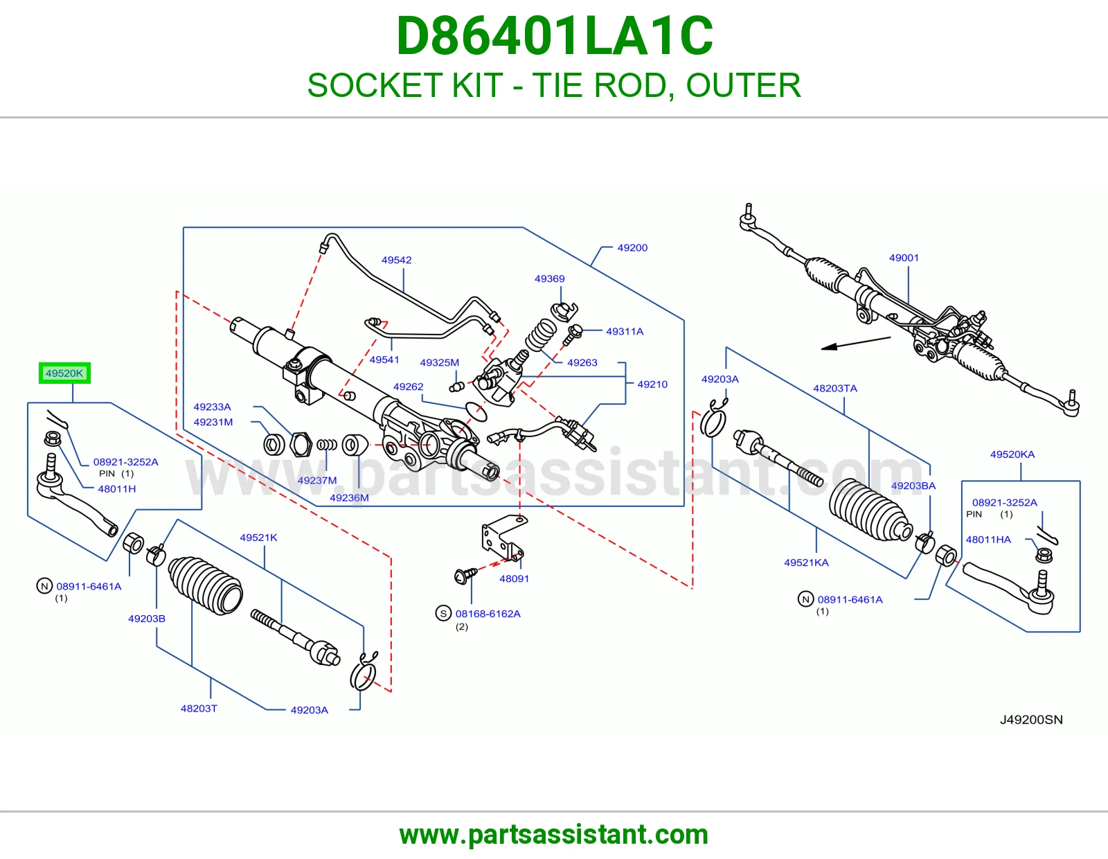 راس ذراع دركسون خارجي D86401LA1C