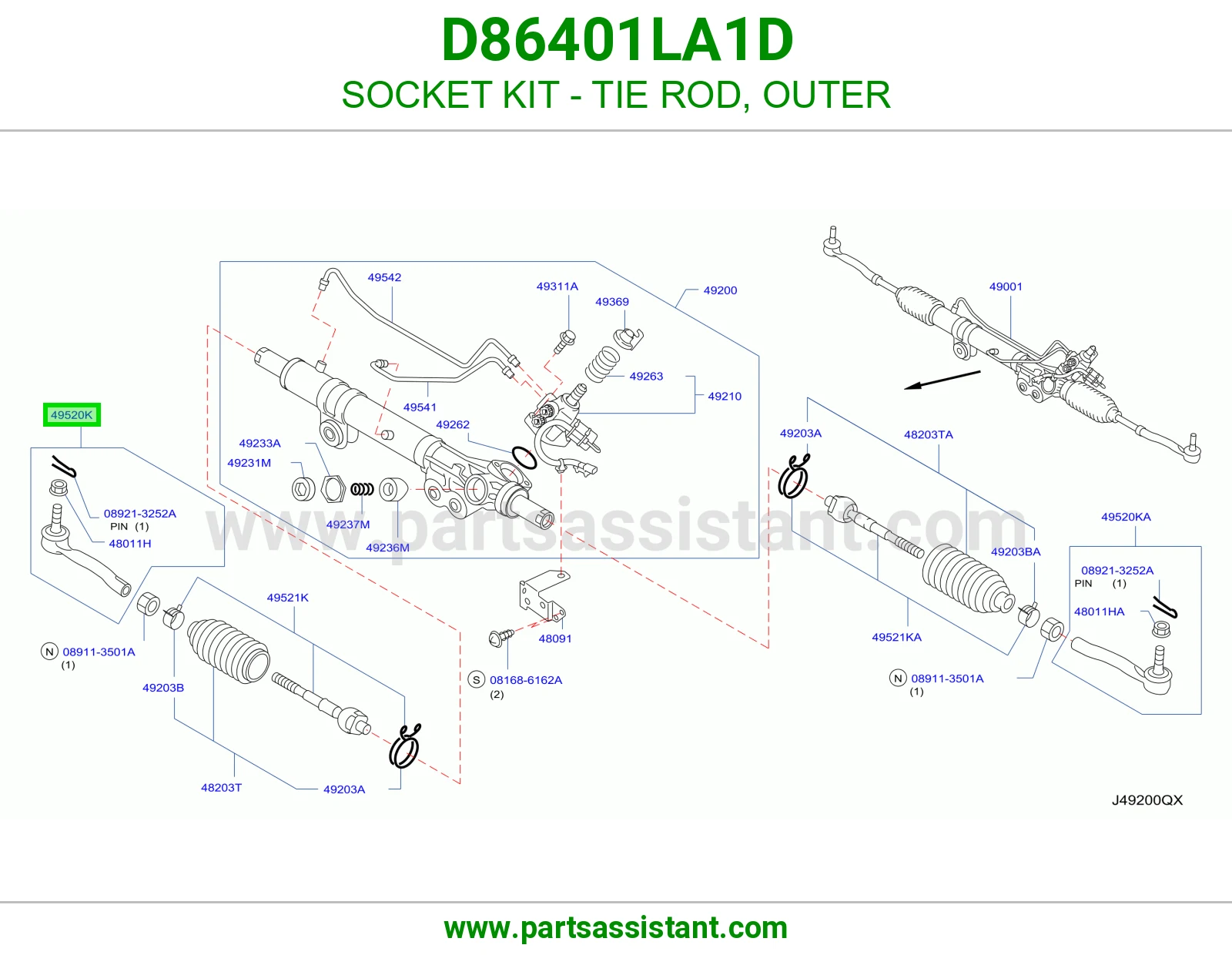 راس ذراع دركسون خارجي D86401LA1D